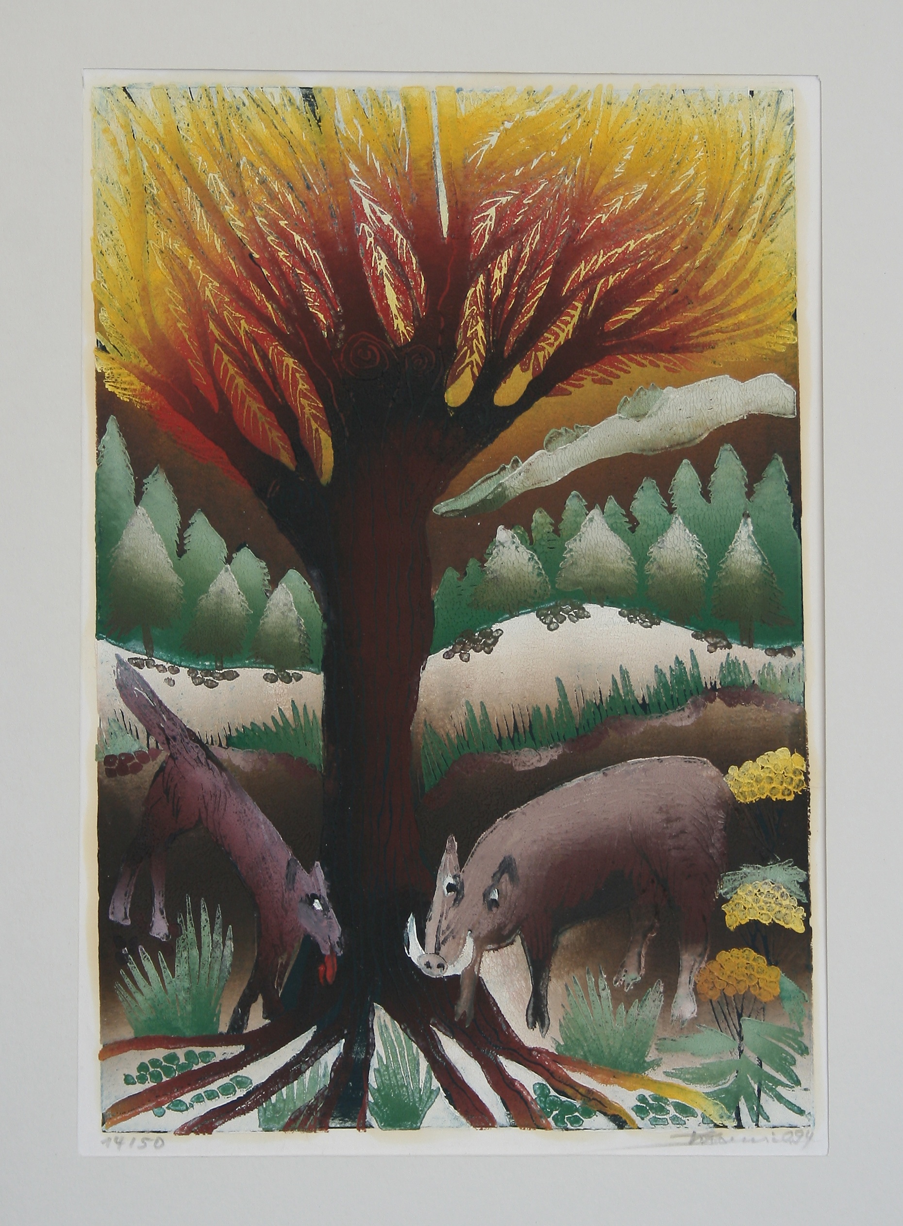 Der Eber und der Fuchs (Fabel von Äsop) (Deutsches Märchen- und Wesersagenmuseum  RR-R)
