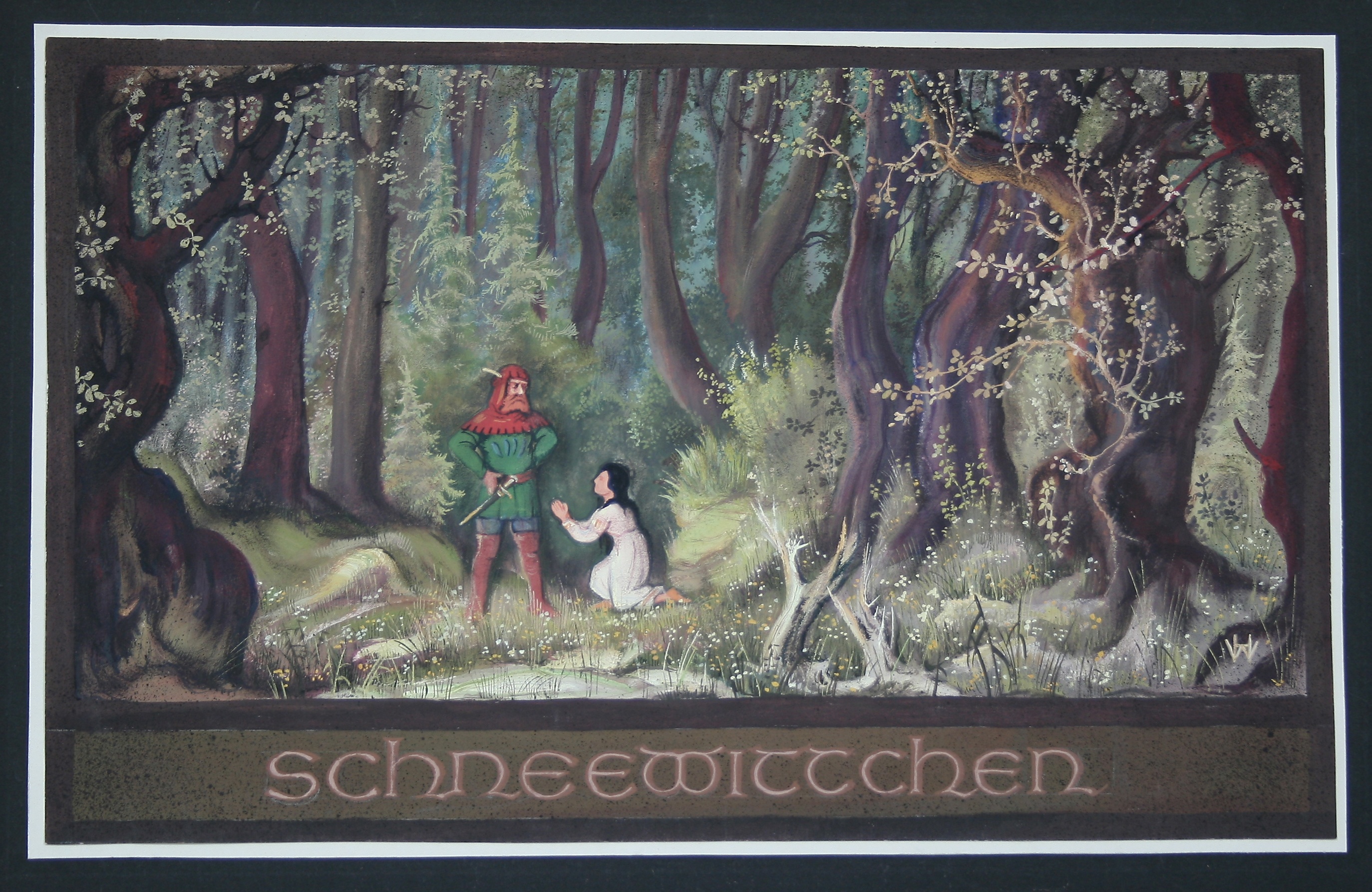 Schneewittchen: Schneewittchen mit dem Jäger (Deutsches Märchen- und Wesersagenmuseum  CC BY-NC-SA)
