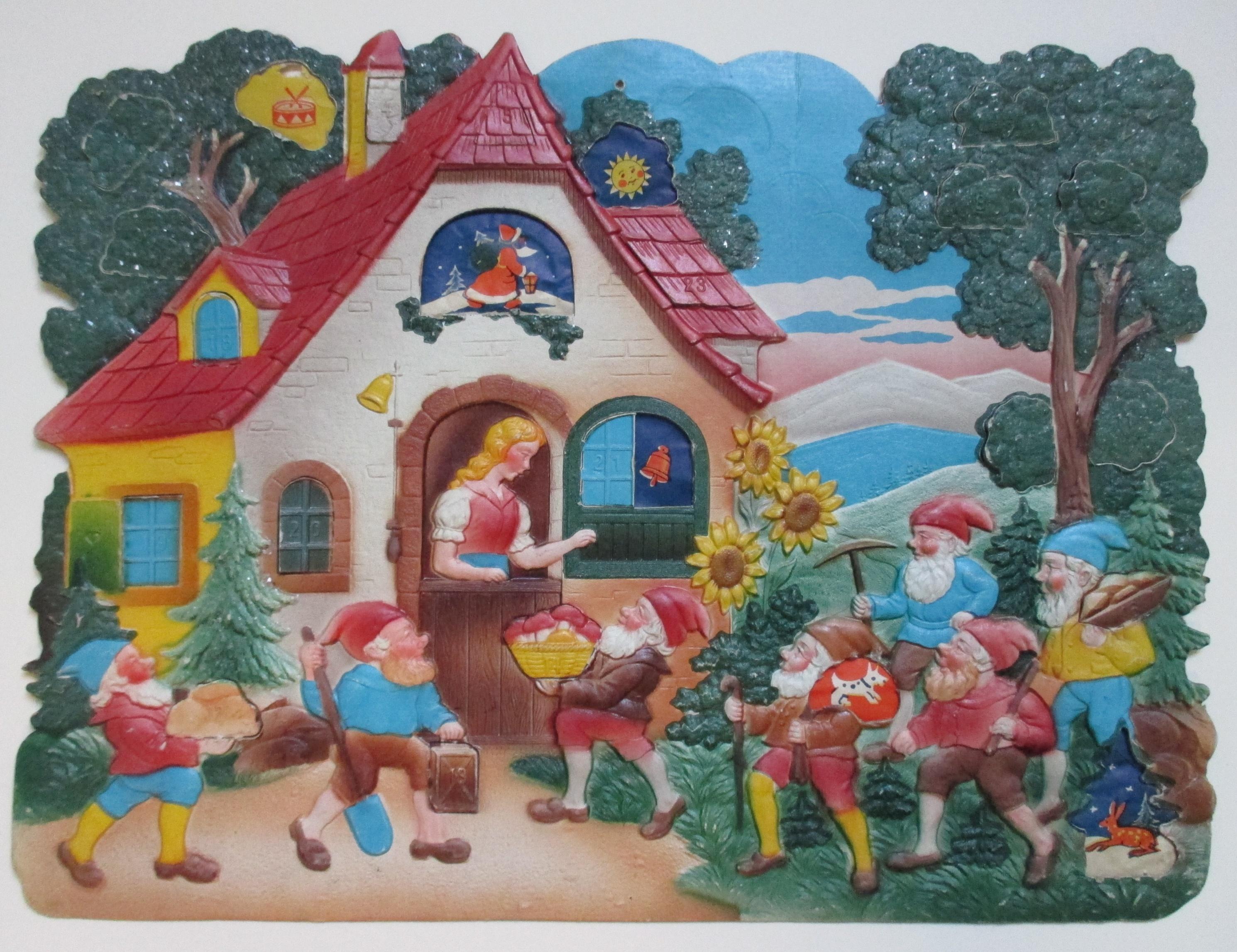 Adventskalender Schneewittchen und die sieben Zwerge (Deutsches Märchen- und Wesersagenmuseum CC BY-NC-SA)