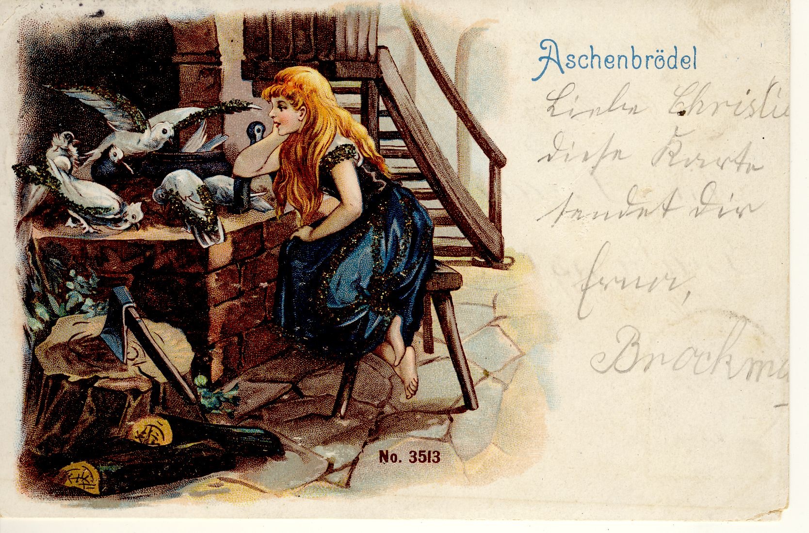 Aschenbrödel Märchenpostkarte (Deutsches Märchen- und Wesersagenmuseum CC BY-NC-SA)
