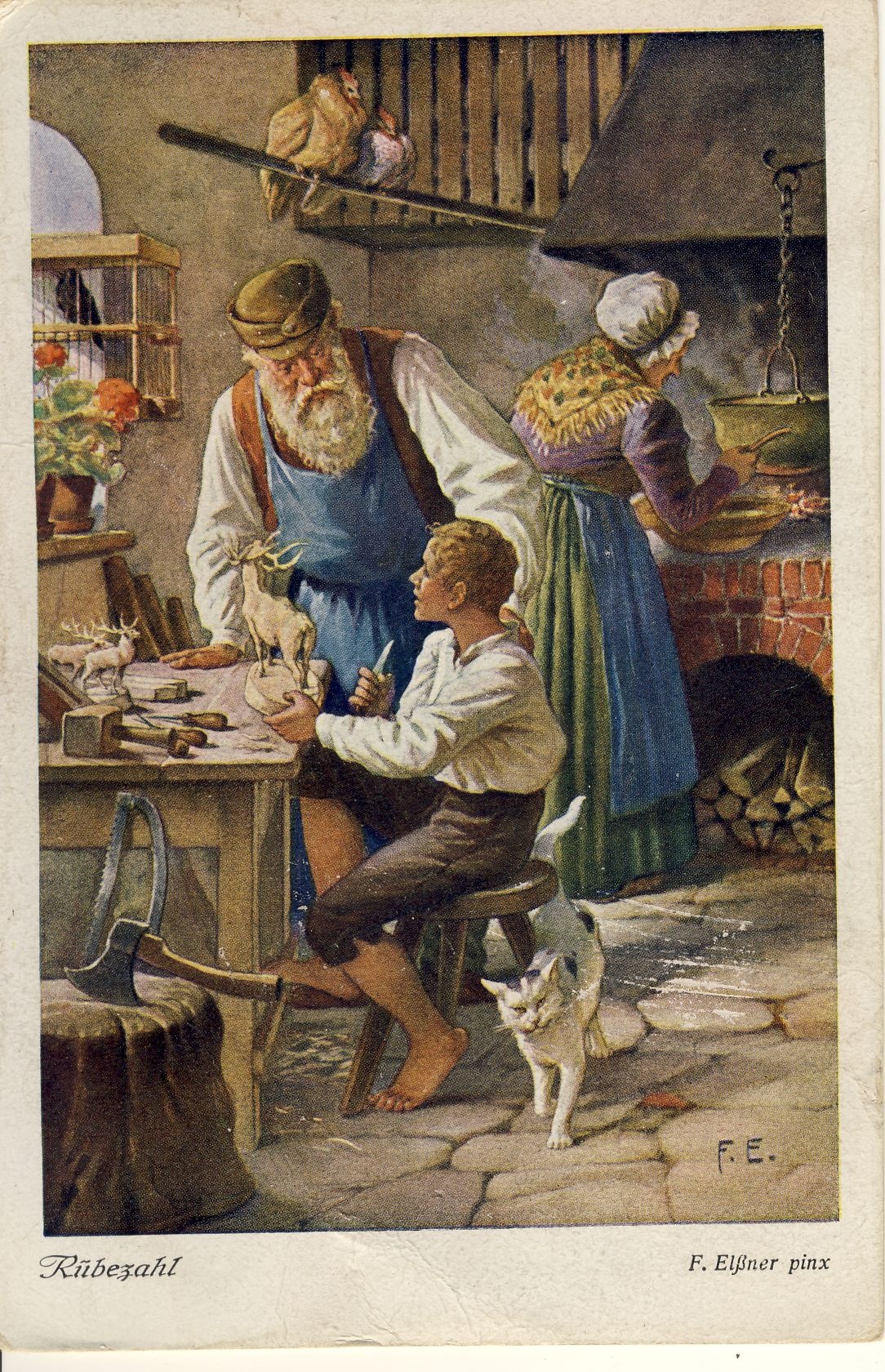 Rübezahl Postkarte (Deutsches Märchen- und Wesersagenmuseum CC BY-NC-SA)