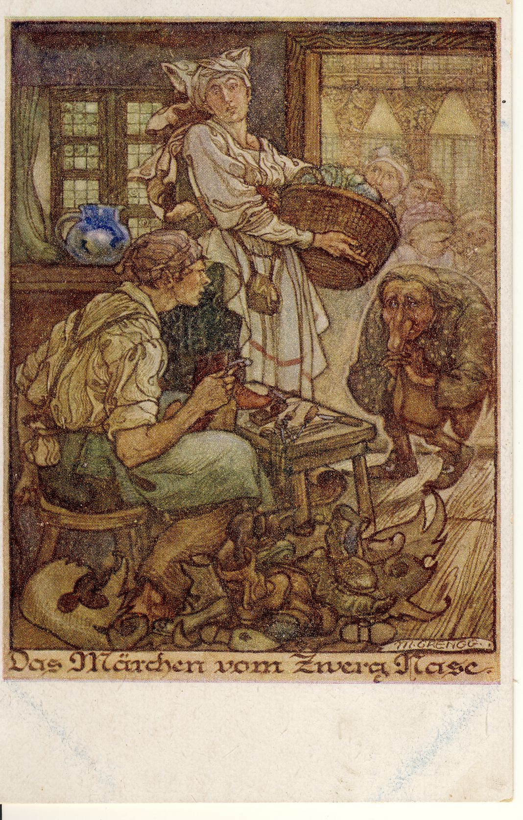 Das Märchen vom Zwerg Nase Märchenpostkarte (Deutsches Märchen- und Wesersagenmuseum CC BY-NC-SA)