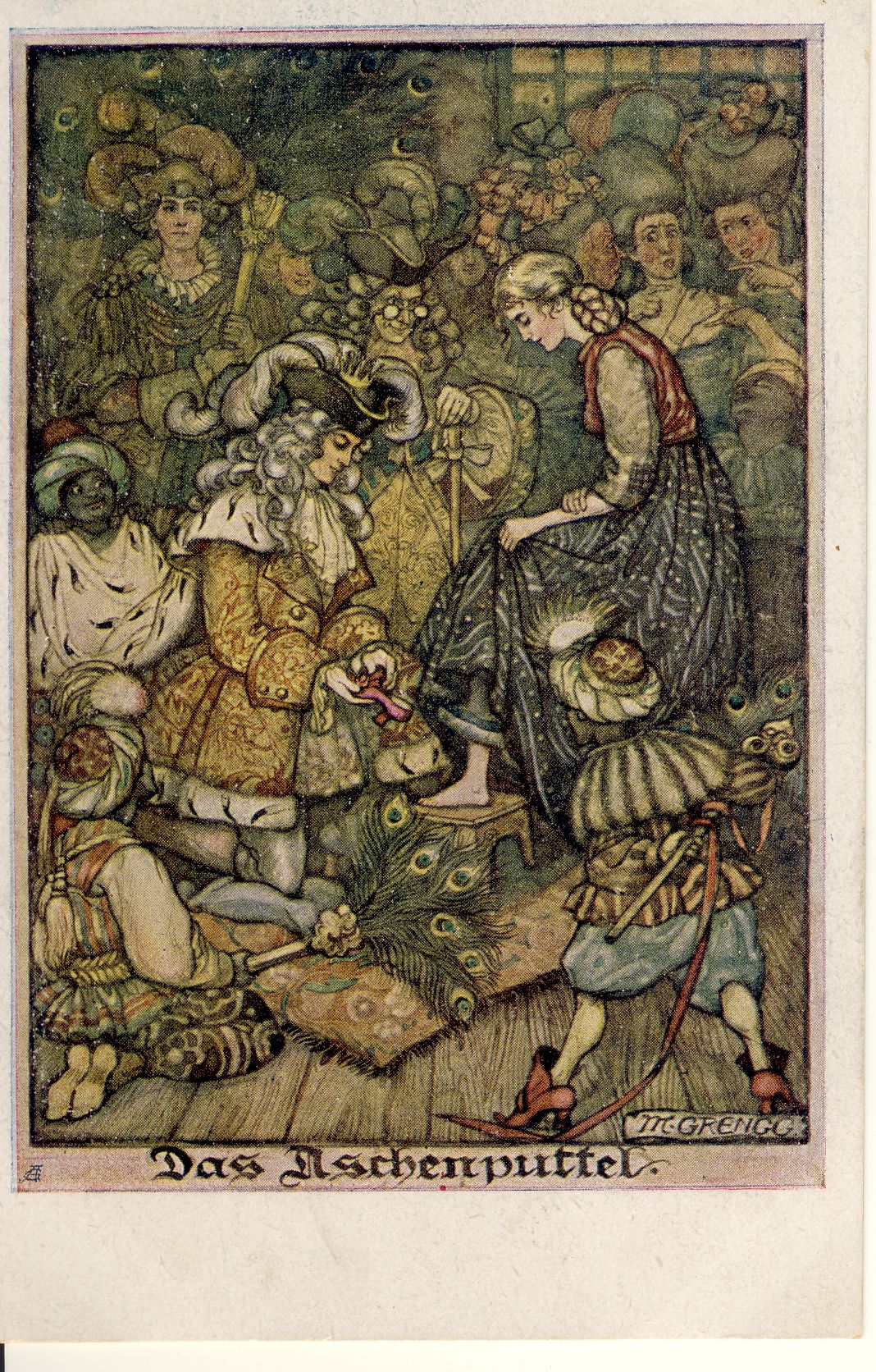 Das Aschenputtel Märchenpostkarte (Deutsches Märchen- und Wesersagenmuseum CC BY-NC-SA)