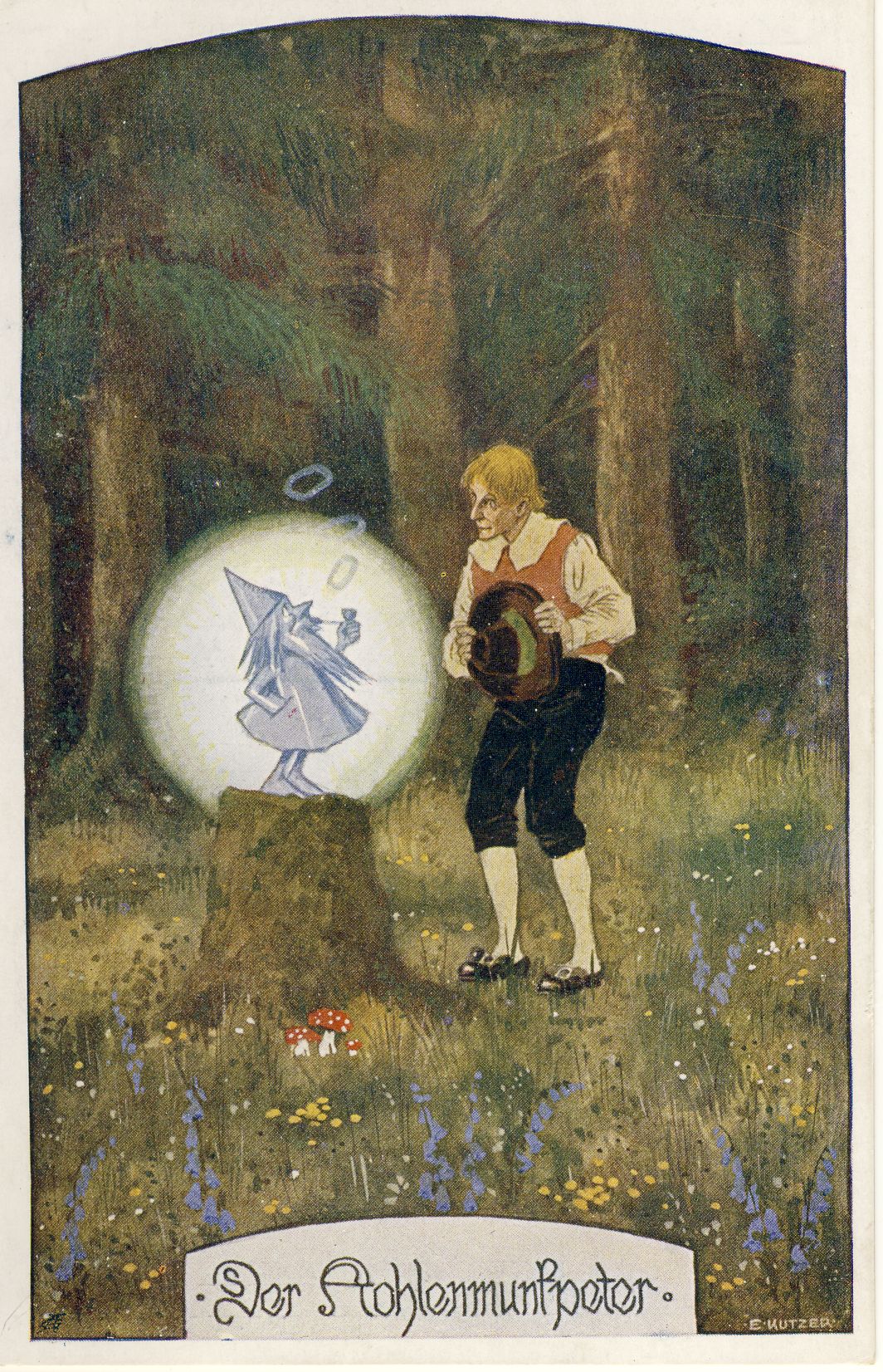 Der Kohlemunkpeter Märchenpostkarte (Deutsches Märchen- und Wesersagenmuseum CC BY-NC-SA)