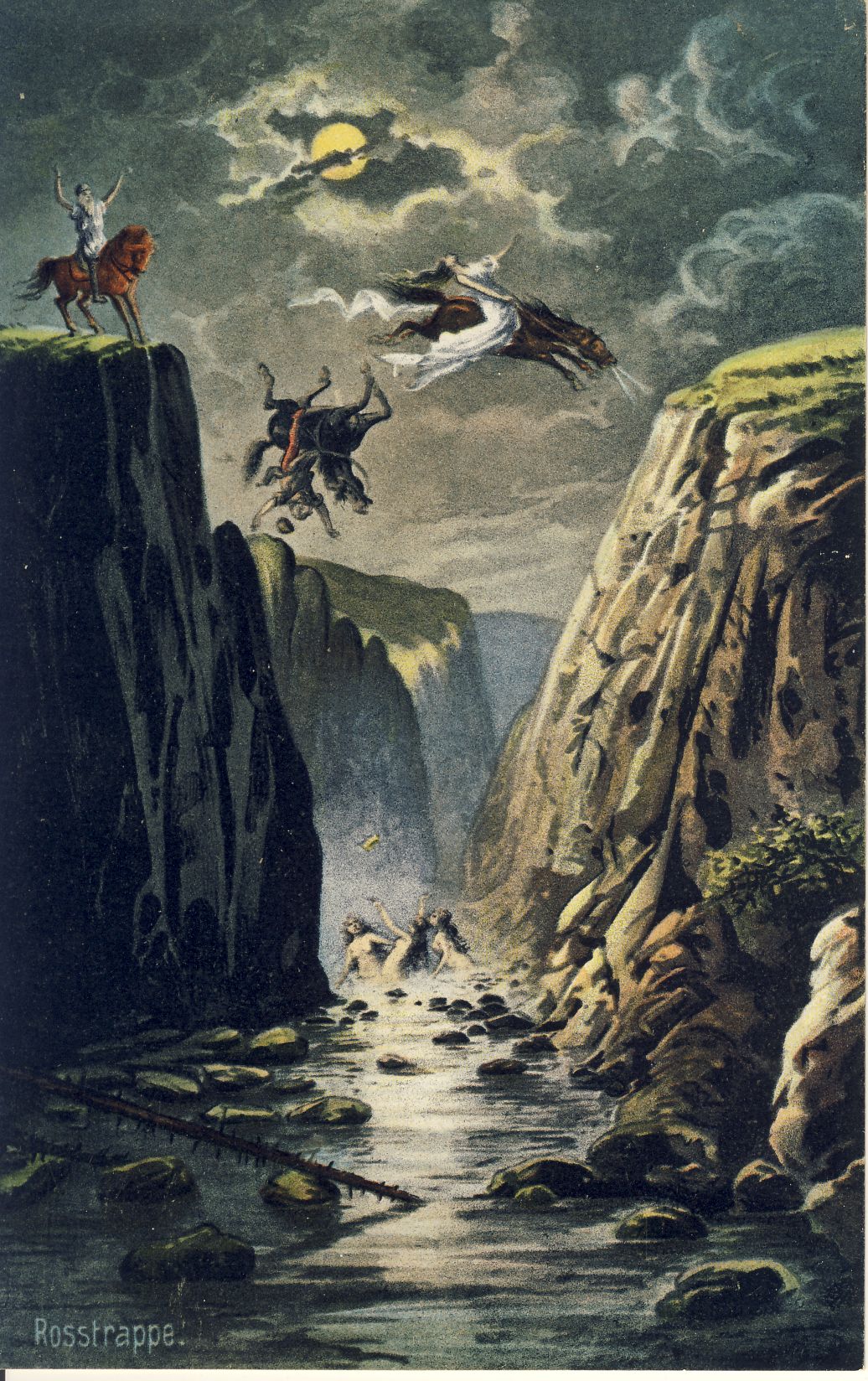 Die Sage von der Rosstrappe Postkarte (Deutsches Märchen- und Wesersagenmuseum CC BY-NC-SA)