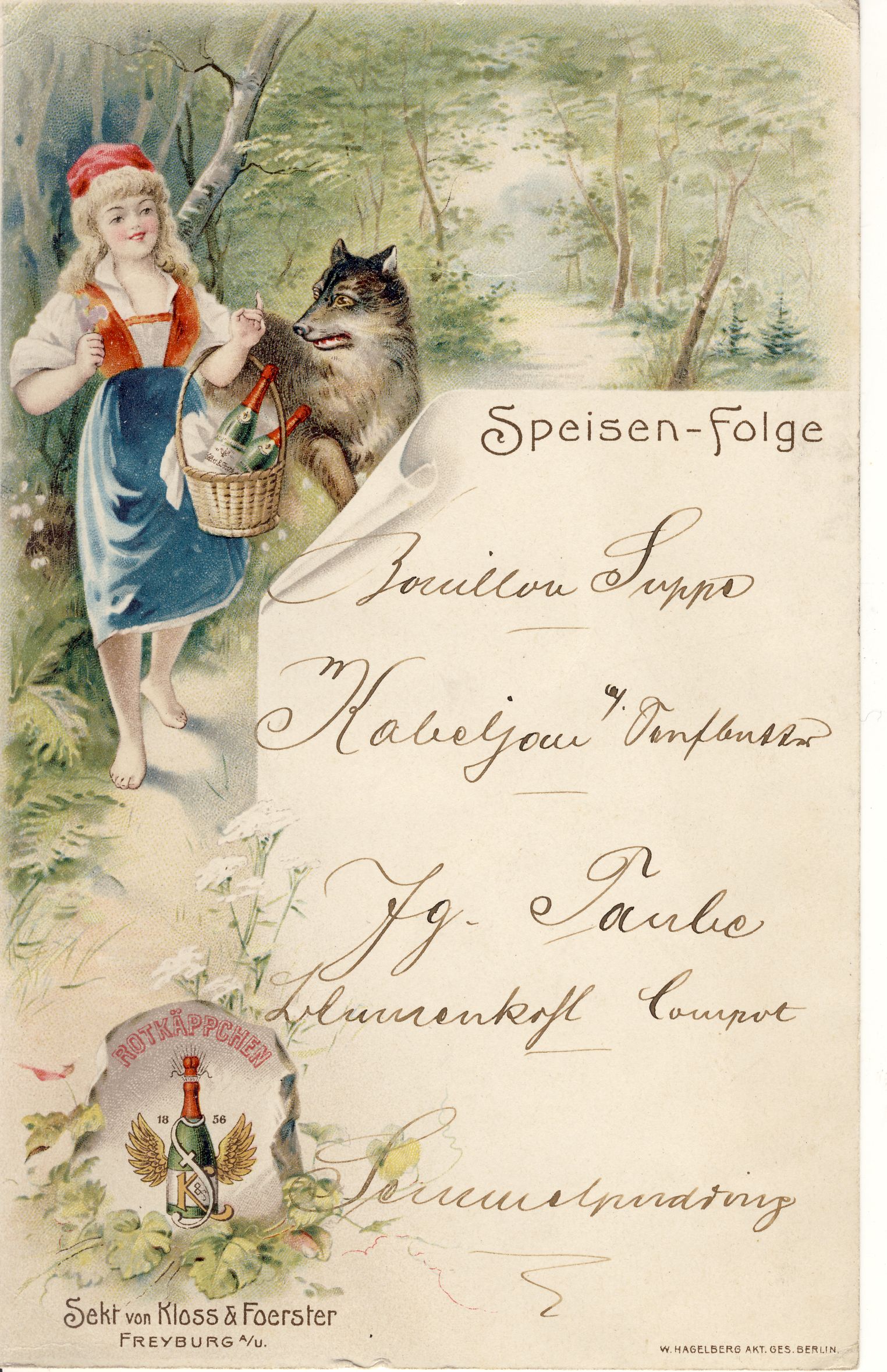 Rotkäppchen Speisekarte (Deutsches Märchen- und Wesersagenmuseum CC BY-NC-SA)