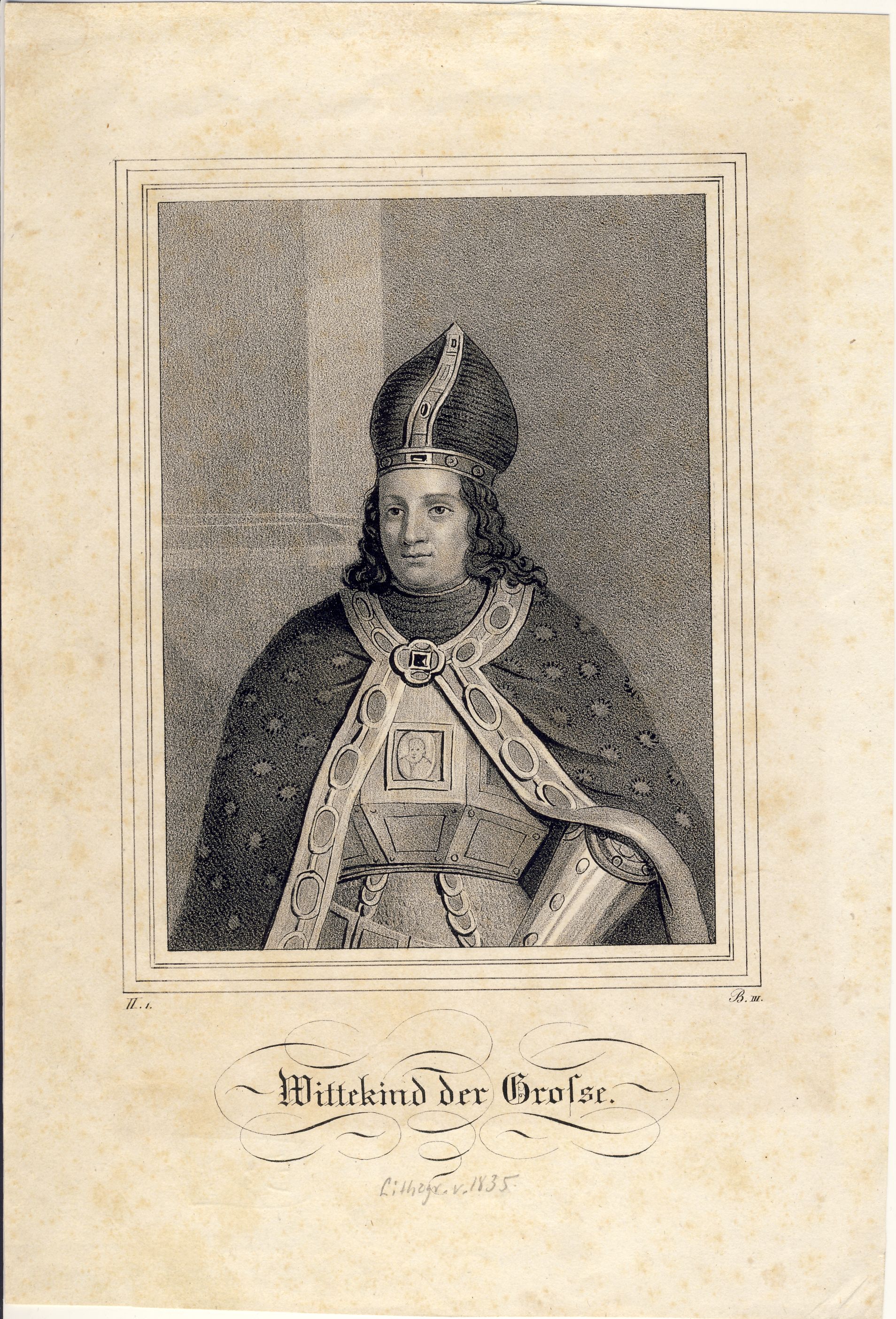 Wittekind der Große Lithografie (Deutsches Märchen- und Wesersagenmuseum CC BY-NC-SA)