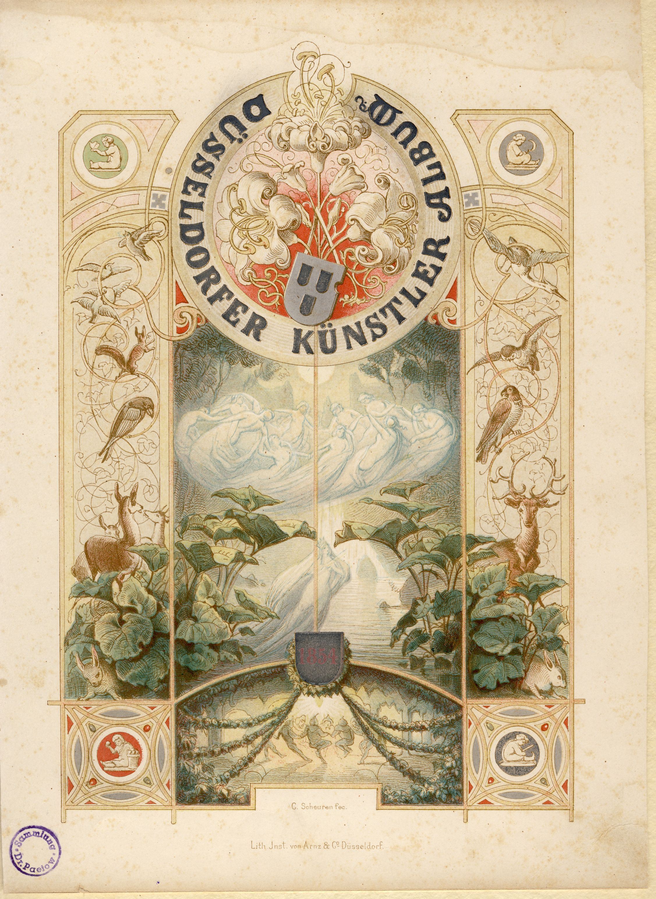 Düsseldorfer Künstleralbum (Titelblatt) Lithografie (Deutsches Märchen- und Wesersagenmuseum CC BY-NC-SA)