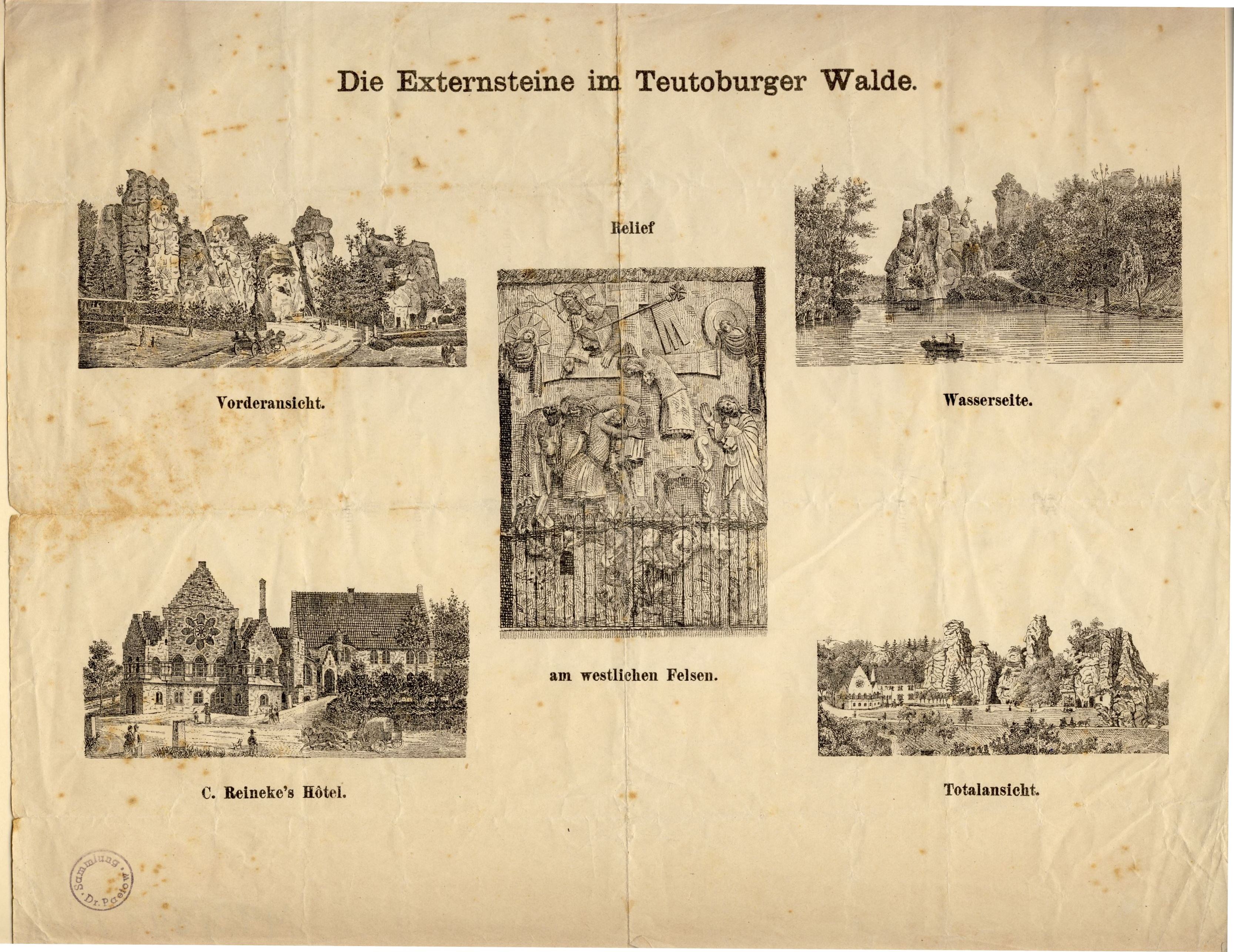 Die Externsteine im Teutoburger Walde (Deutsches Märchen- und Wesersagenmuseum CC BY-NC-SA)