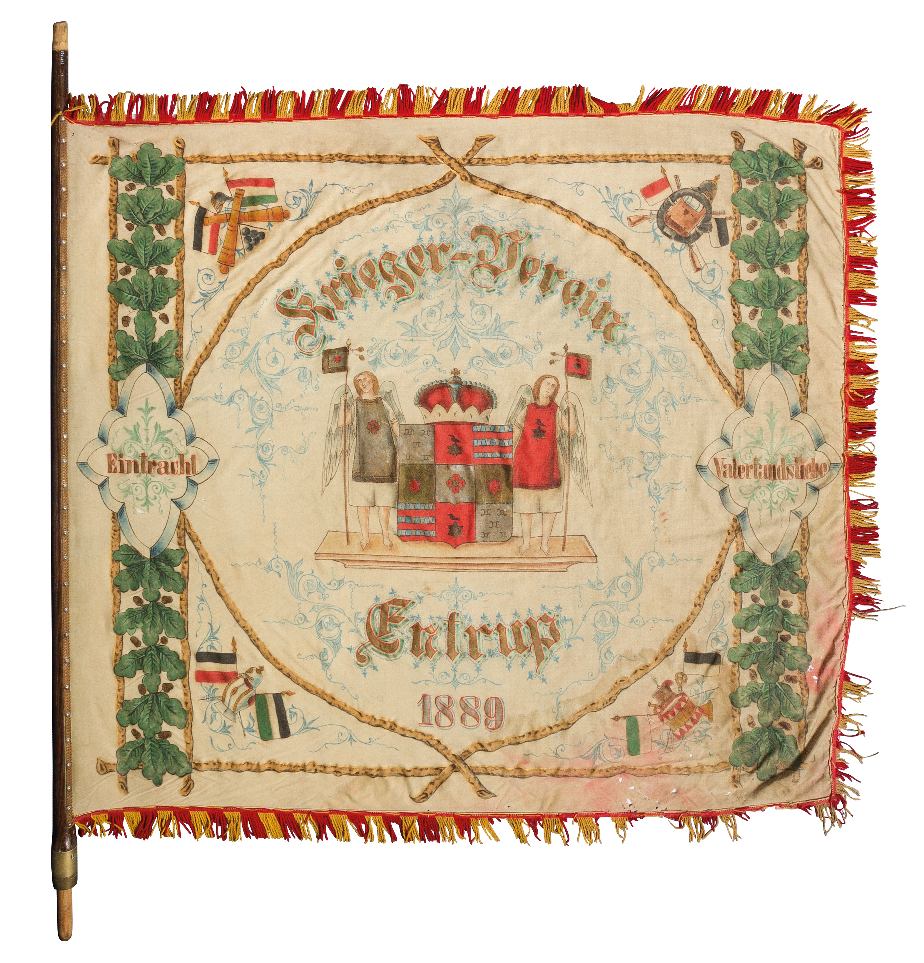 Fahne des Kriegervereins Entrup (Lippisches Landesmuseum Detmold CC BY-NC-SA)