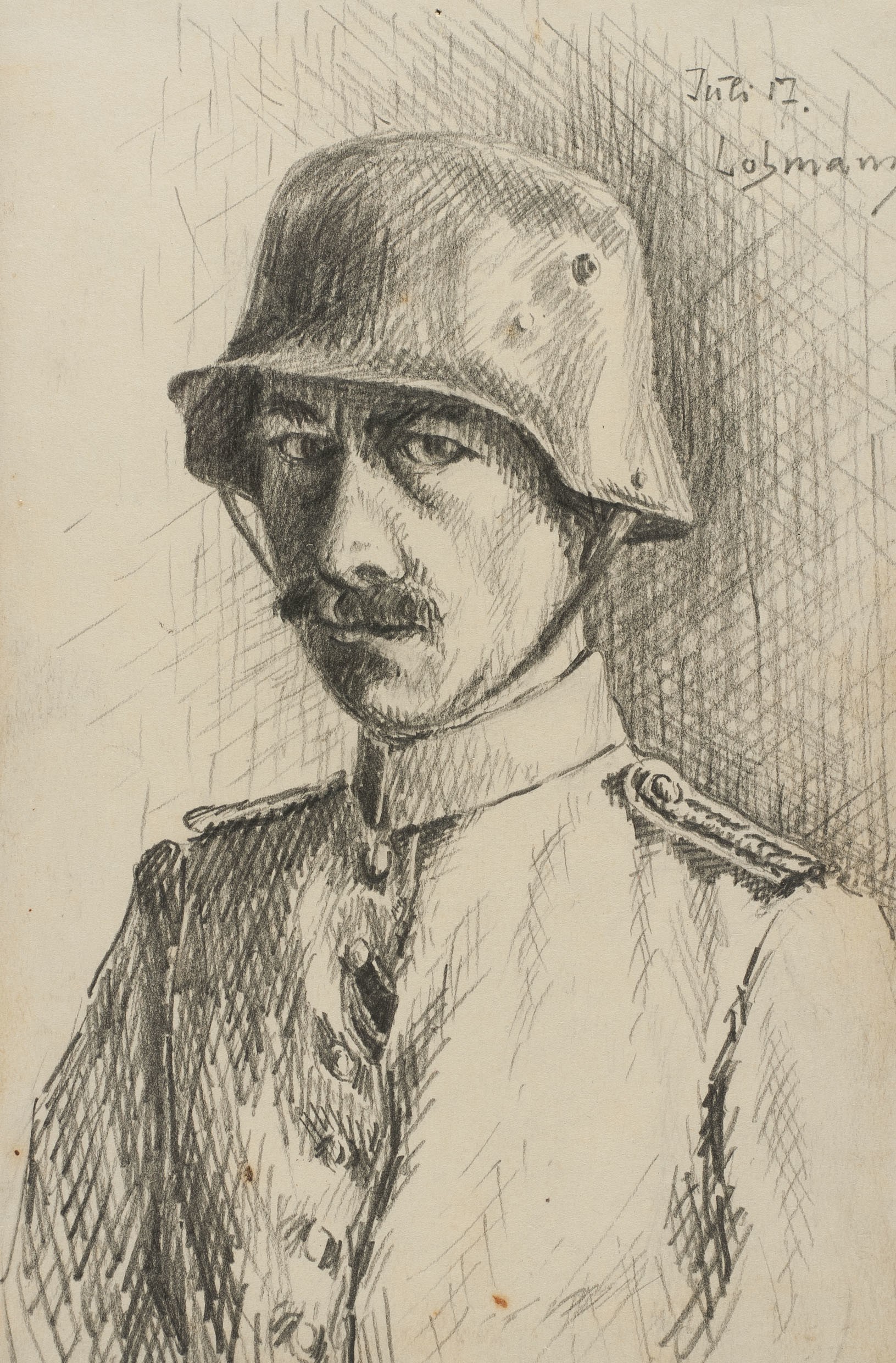 Selbstbildnis des Soldaten Fritz Lohmann (Lippisches Landesmuseum Detmold CC BY-NC-SA)