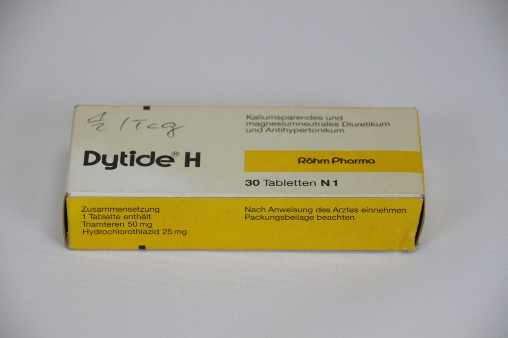 Medikamenten-Schachtel mit Dytide H - Tabletten (Krankenhausmuseum Bielefeld e.V. CC BY-NC-SA)
