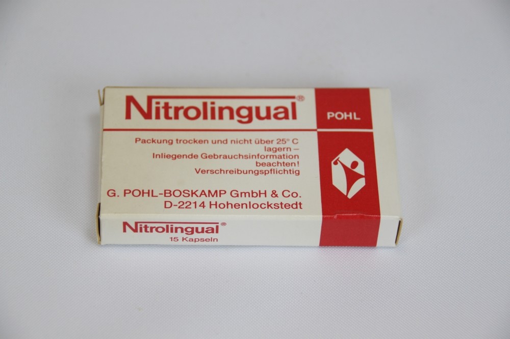 Medikamenten-Schachtel mit Nitrolingual-Kapseln (Krankenhausmuseum Bielefeld e.V. CC BY-NC-SA)