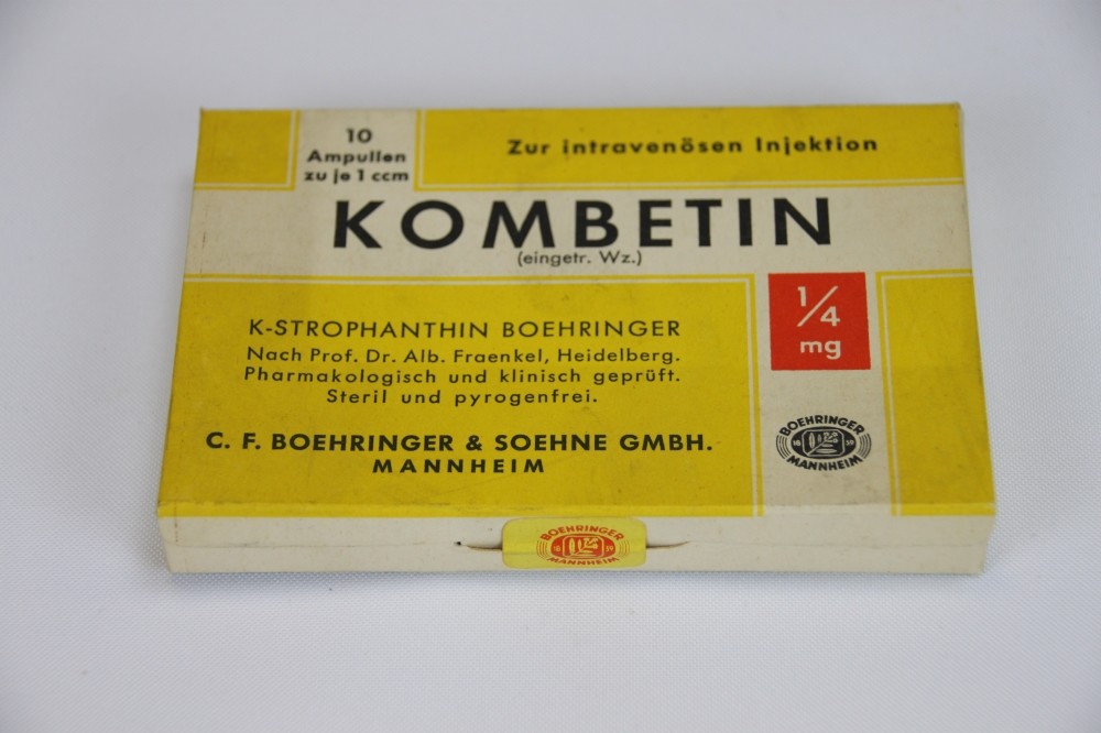 Medikamenten-Schachtel mit Strophantin Ampullen (Krankenhausmuseum Bielefeld e.V. CC BY-NC-SA)
