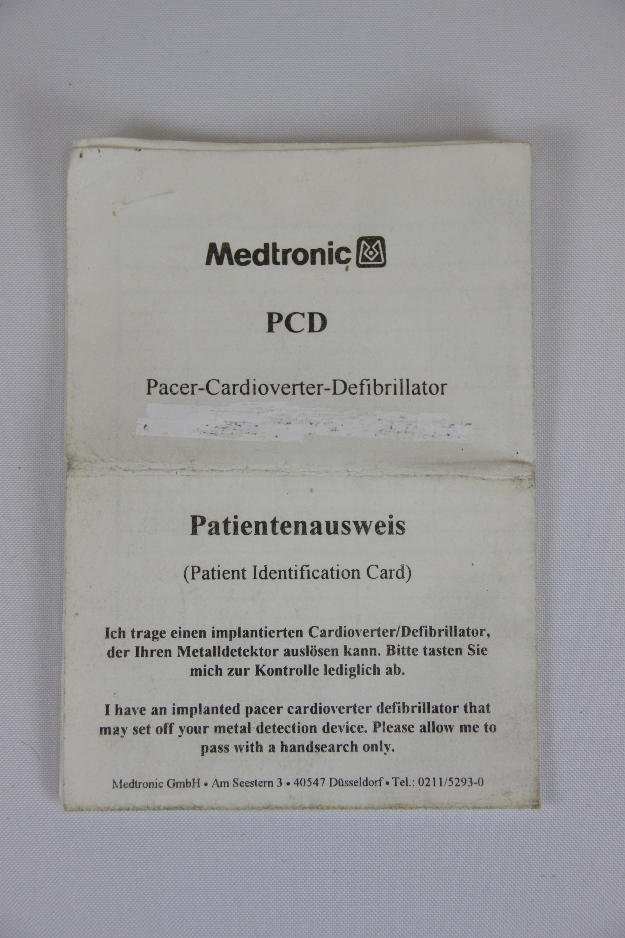 Patientenausweis Medtronic  (Krankenhausmuseum Bielefeld e.V. CC BY-NC-SA)