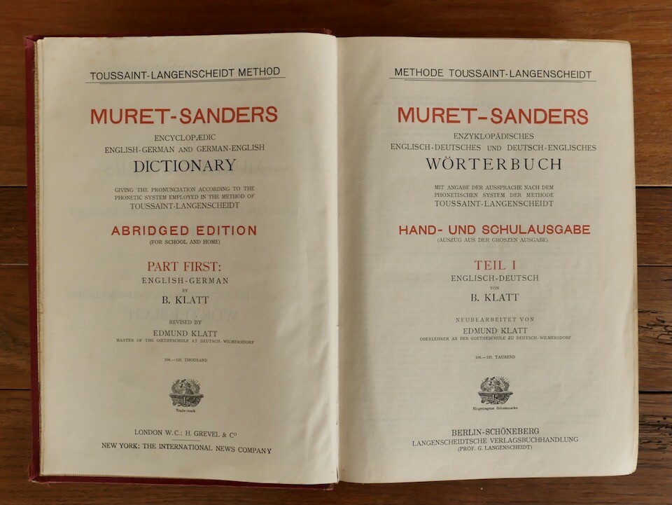Muret-Sanders Enzyklopädisches Englisch-Deutsches und Deutsch-Englisches Wörterbuch (Museumsschule Hiddenhausen CC BY-NC-SA)