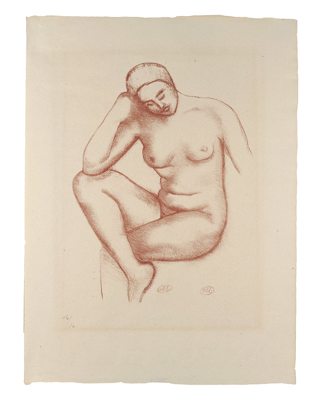 Sitzender Akt mit aufgestütztem Kopf (Kunsthalle Bielefeld Public Domain Mark)