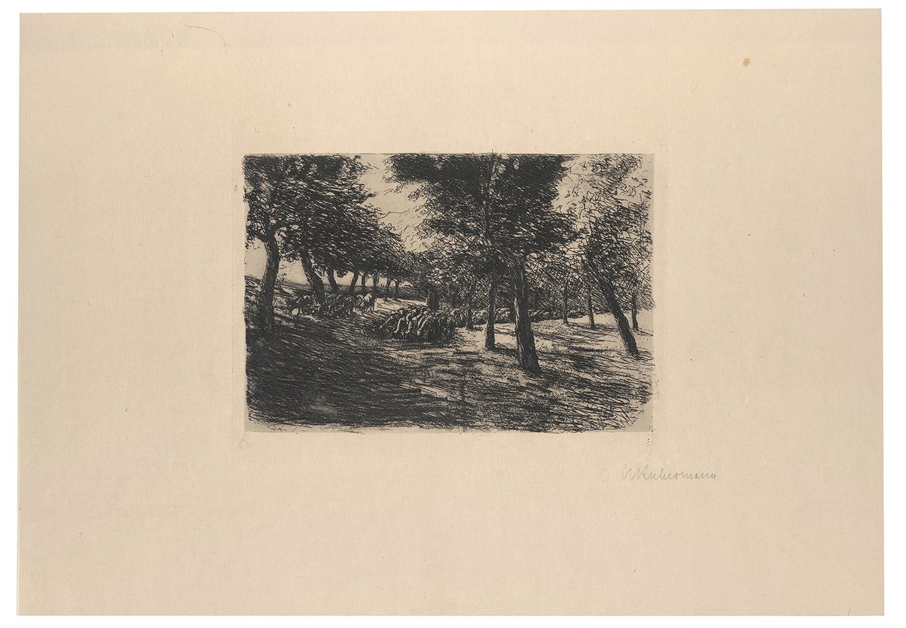 Schafherde unter Bäumen (Kunsthalle Bielefeld Public Domain Mark)