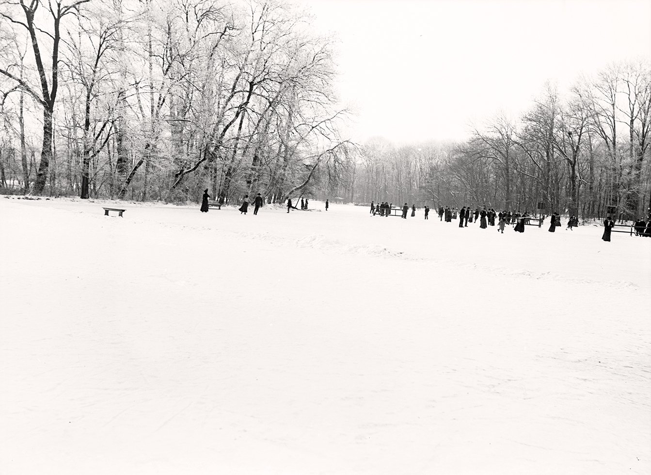 Englischer Garten in München im Winter: Schlittschuhläufer auf dem Kleinhesseloher See (Januar 1901), 86556_o (DRM CC BY-NC-SA)