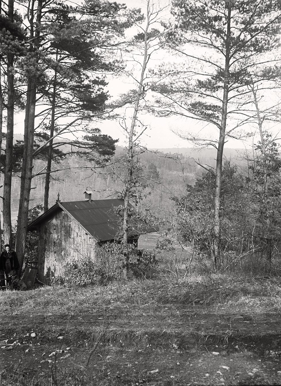 Bertha Röntgen hinter der Jagdhütte in Rimpar (März 1900), 86600_o (DRM CC BY-NC-SA)