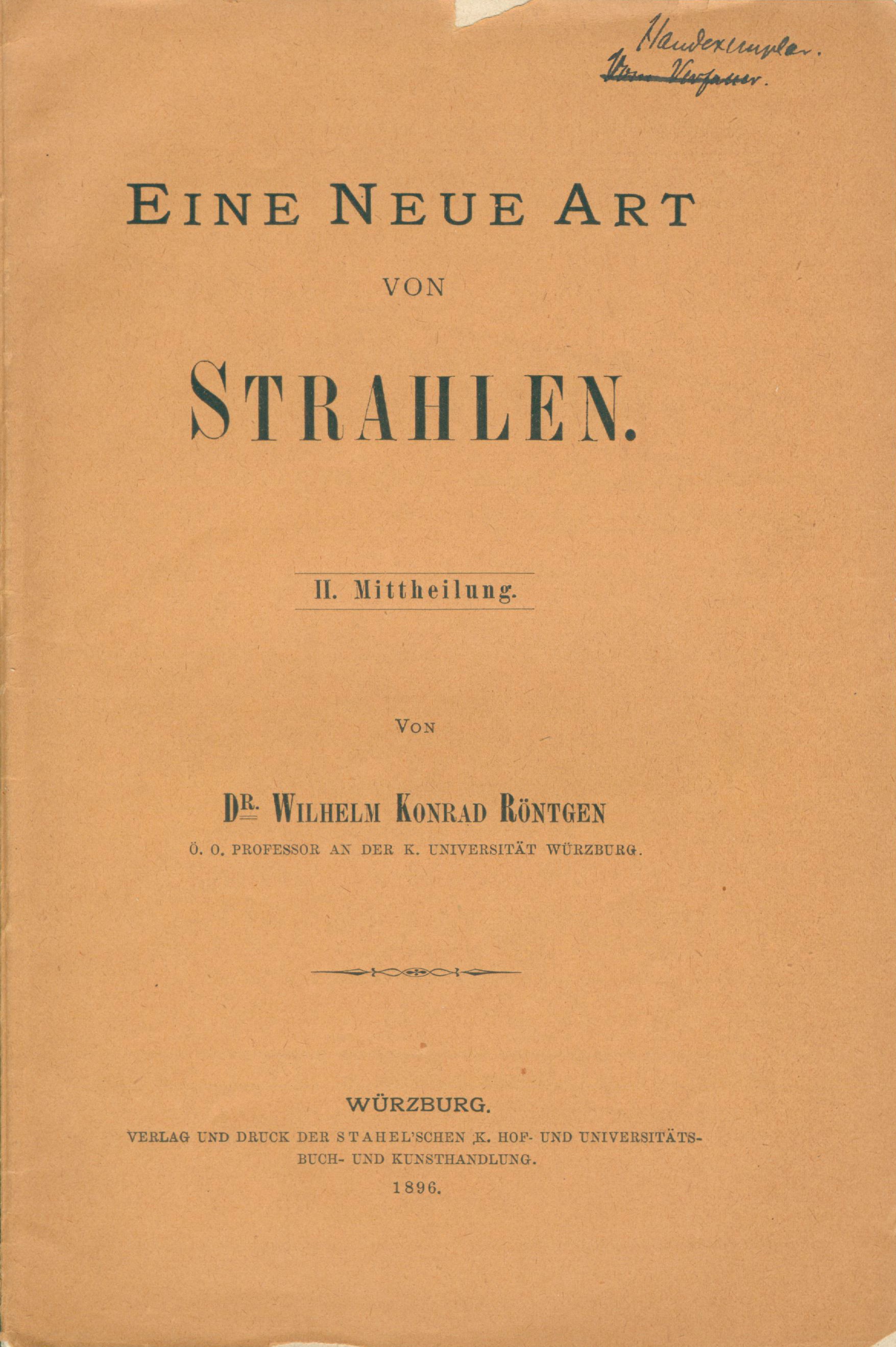 W. C. Röntgen: Ueber eine neue Art von Strahlen (II. Mittheilung) (März 1896), 81505_1 (DRM CC BY-NC-SA)