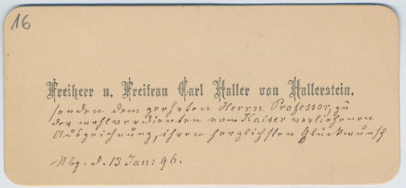 Carl Freiherr Haller von Hallerstein an W. C. Röntgen (13.01.1896), 80336 (DRM CC BY-NC-SA)