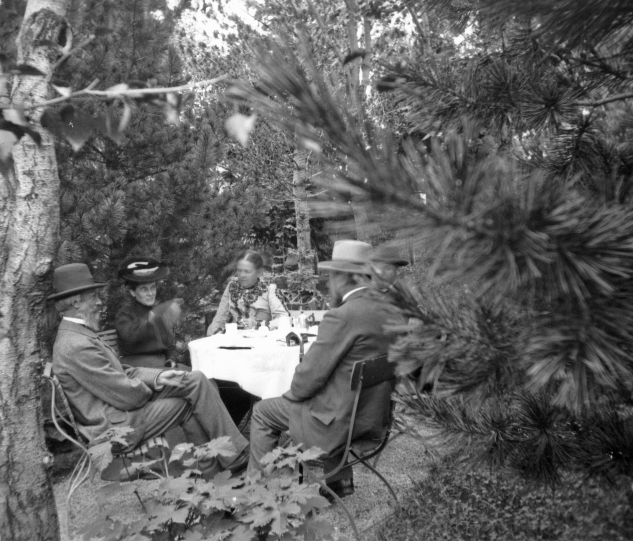Kaffeetafel im Garten des Hotels Weisses Kreuz in Pontresina (August-September 1903), 87410 sn L_o (DRM CC BY-NC-SA)