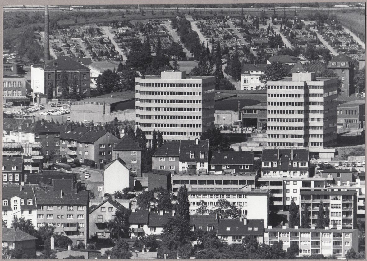Wuppertal-Barmen, Rott, Verwaltungsgebäude der Stadtwerke, Katholische Friedhof ((C) Sammlung Bergischer Geschichtsverein e.V. CC BY-NC)