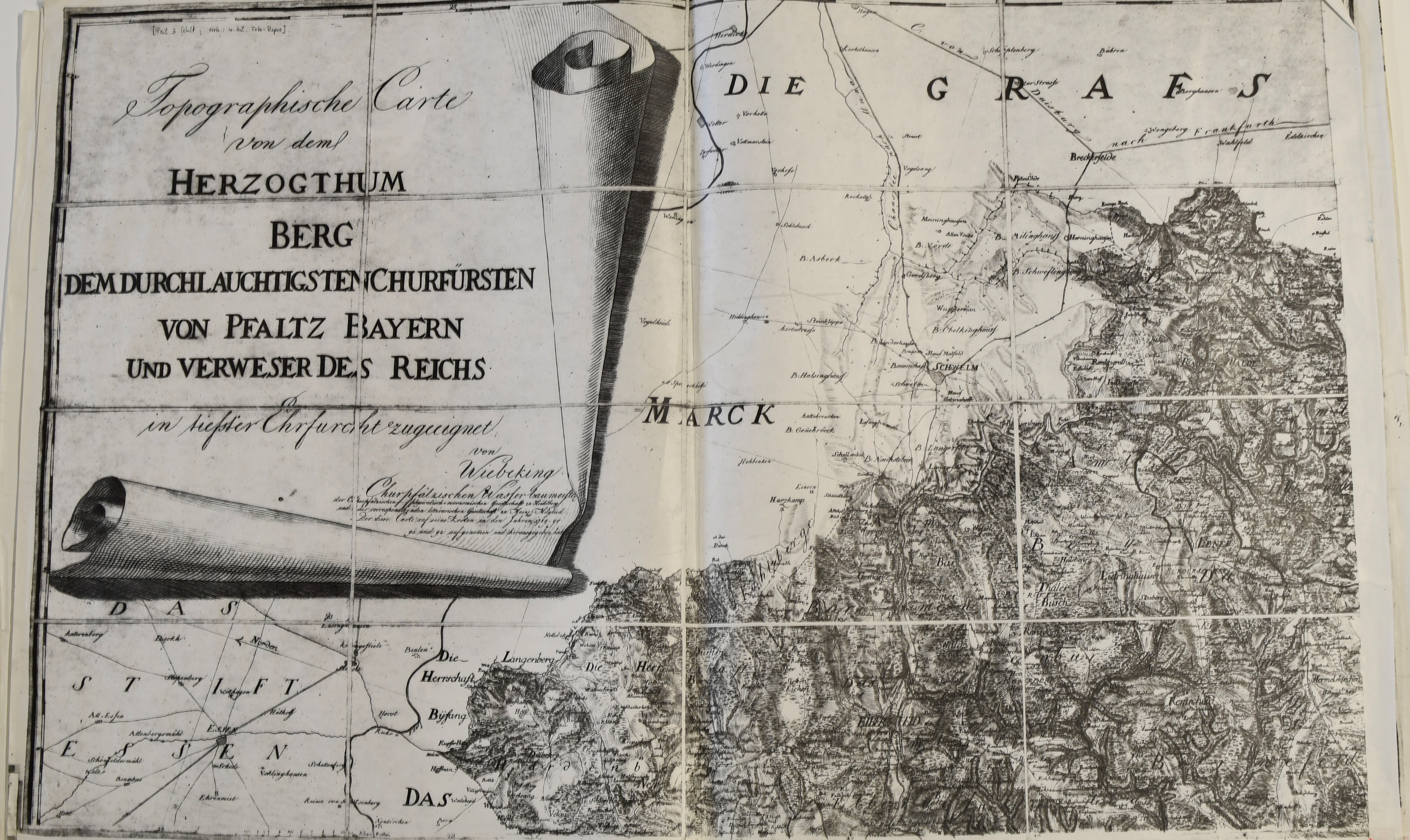 Topographische Carte von dem Herzogtum Berg (3 Teile) ((C) Sammlung Bergischer Geschichtsverein e.V. CC BY-NC)