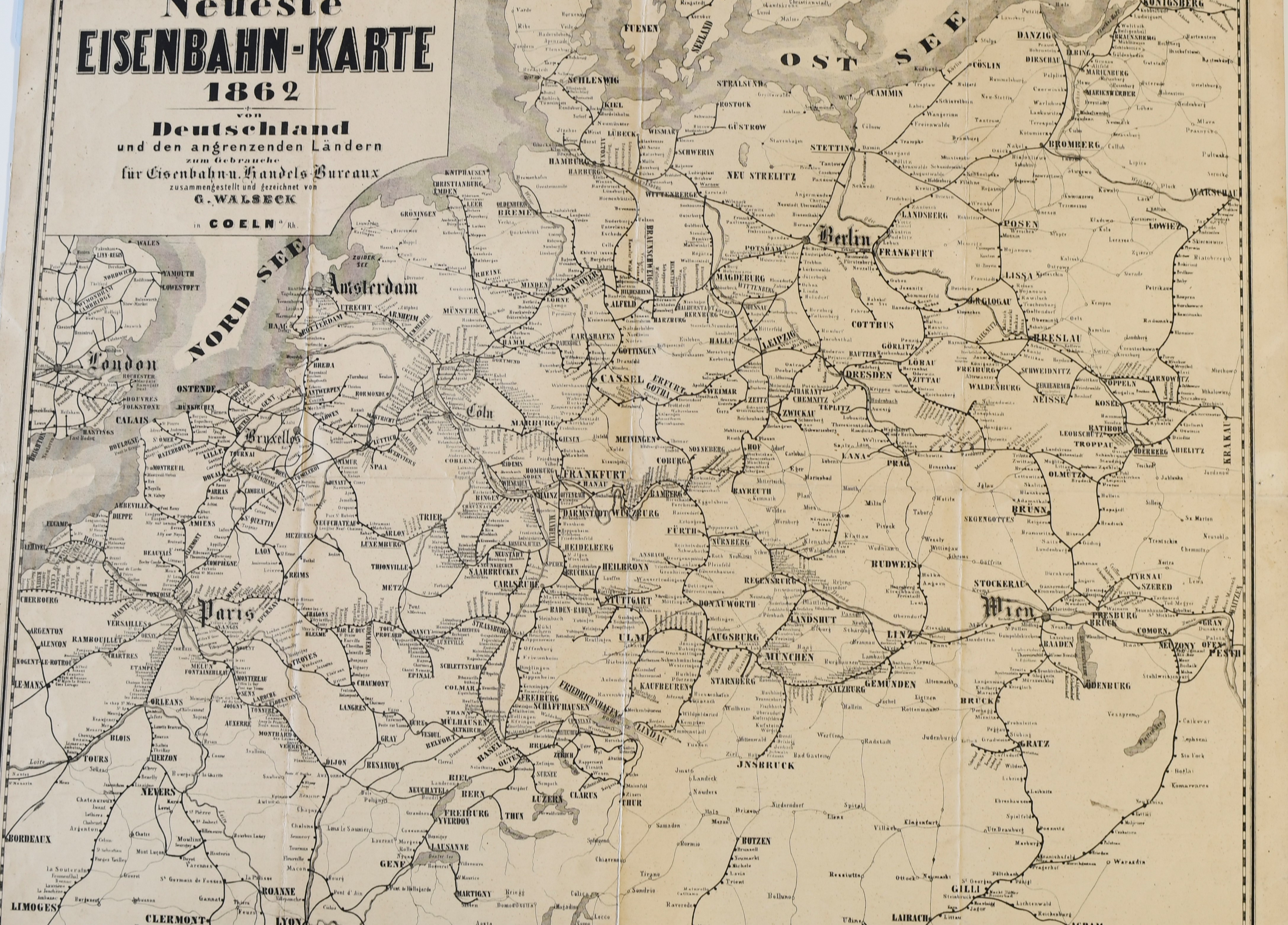 Neueste Eisenbahnkarte 1862 ((C) Sammlung Bergischer Geschichtsverein e.V. CC BY-NC)