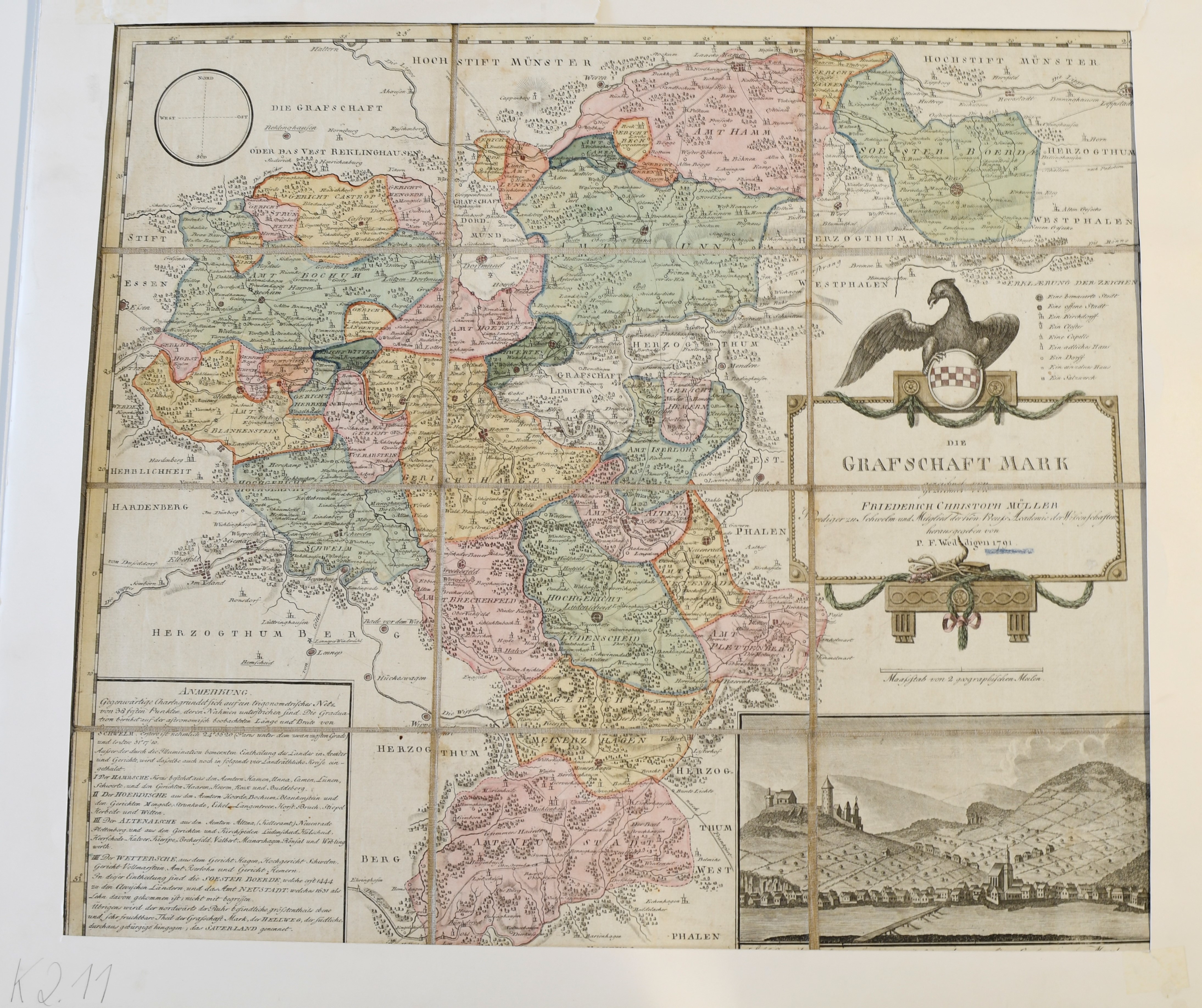 Die Grafschaft Mark gezeichnet von Friedrich Christoph Müller ((C) Sammlung Bergischer Geschichtsverein e.V. CC BY-NC)