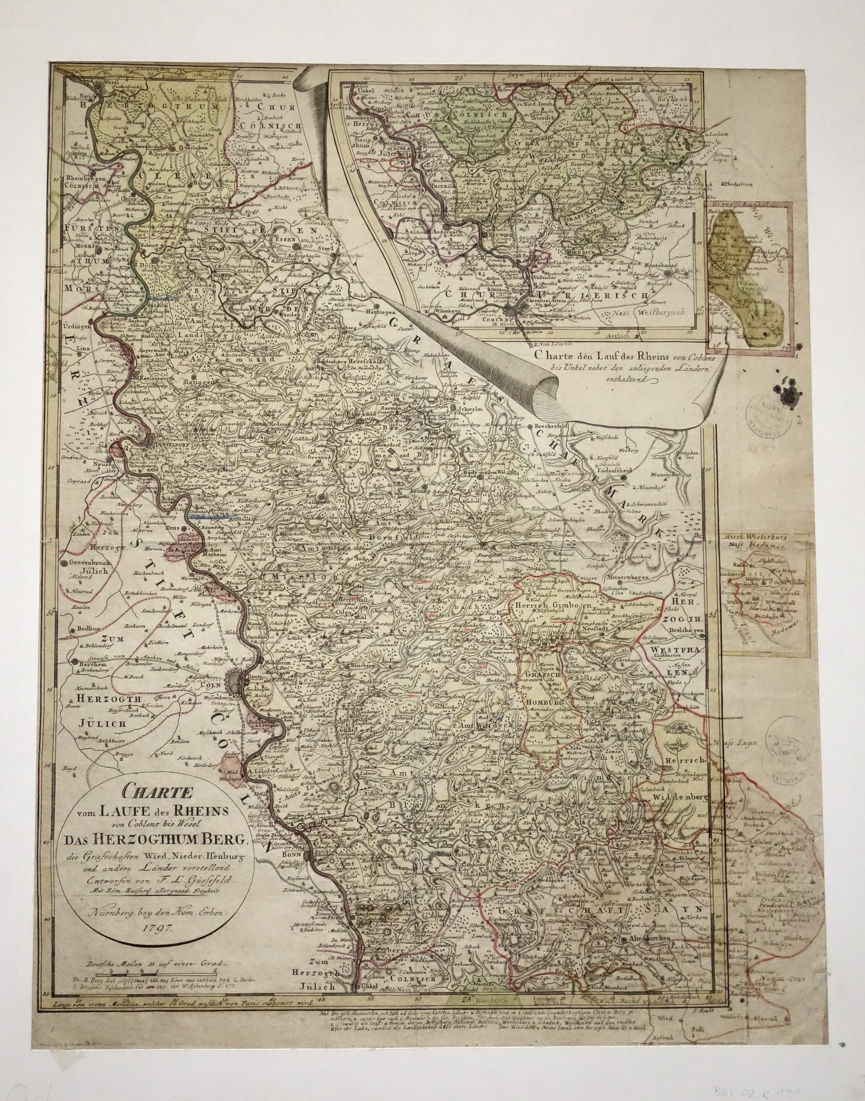 Charte vom Laufe des Rheins von Coblenz bis Wesel ((C) Sammlung Bergischer Geschichtsverein e.V. CC BY-NC)