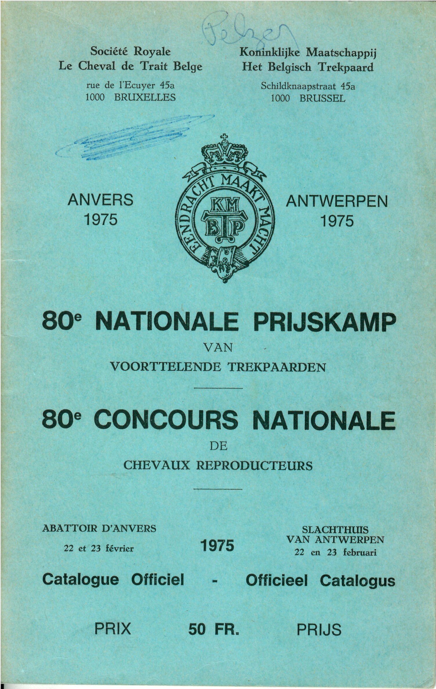 Les Cheval de trait belge et adennes 1975 (Herausgeber RR-R)