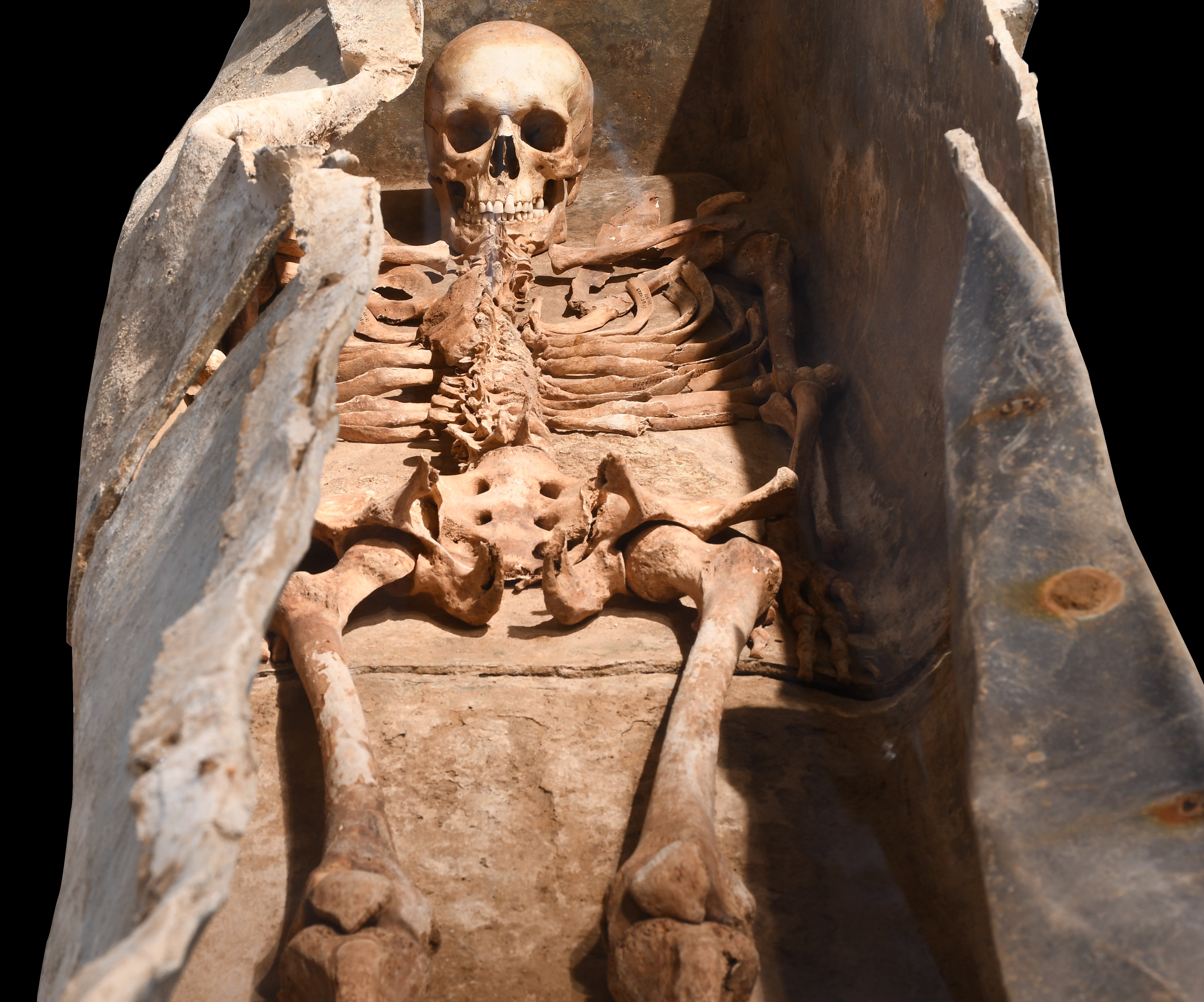 Bleifutter mit männlichem Skelett (Kulturzentrum Sinsteden des Rhein-Kreises Neuss CC BY-NC-ND)
