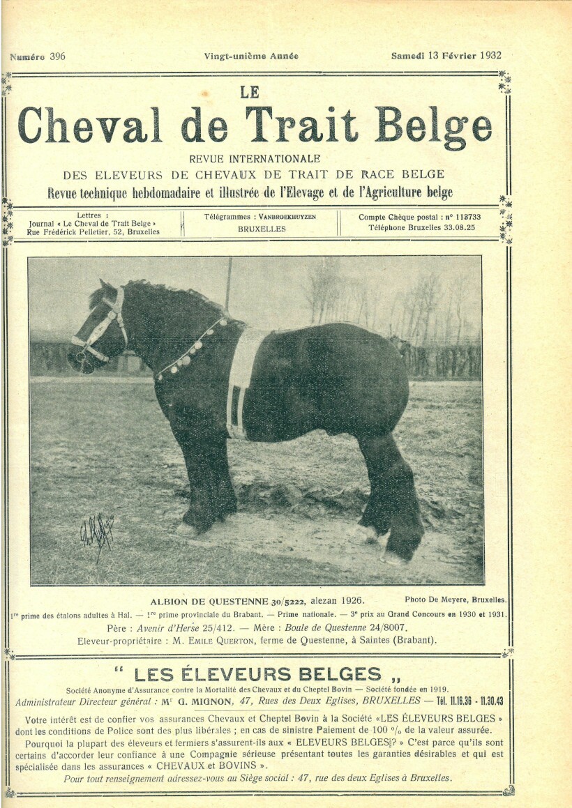 Le Cheval de trait belge 1932 (Herausgeber RR-R)