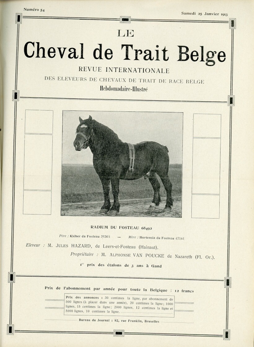 Le Cheval de trait belge 1913 (Herausgeber RR-R)