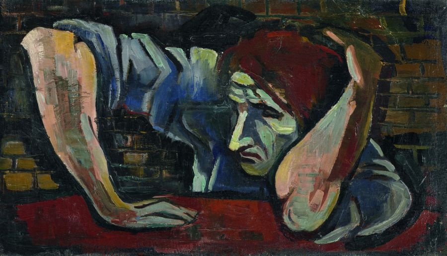 Rudolph G. Bunk: Mann vor der Mauer, um 1935/36 (Kunstmuseum Solingen RR-F)
