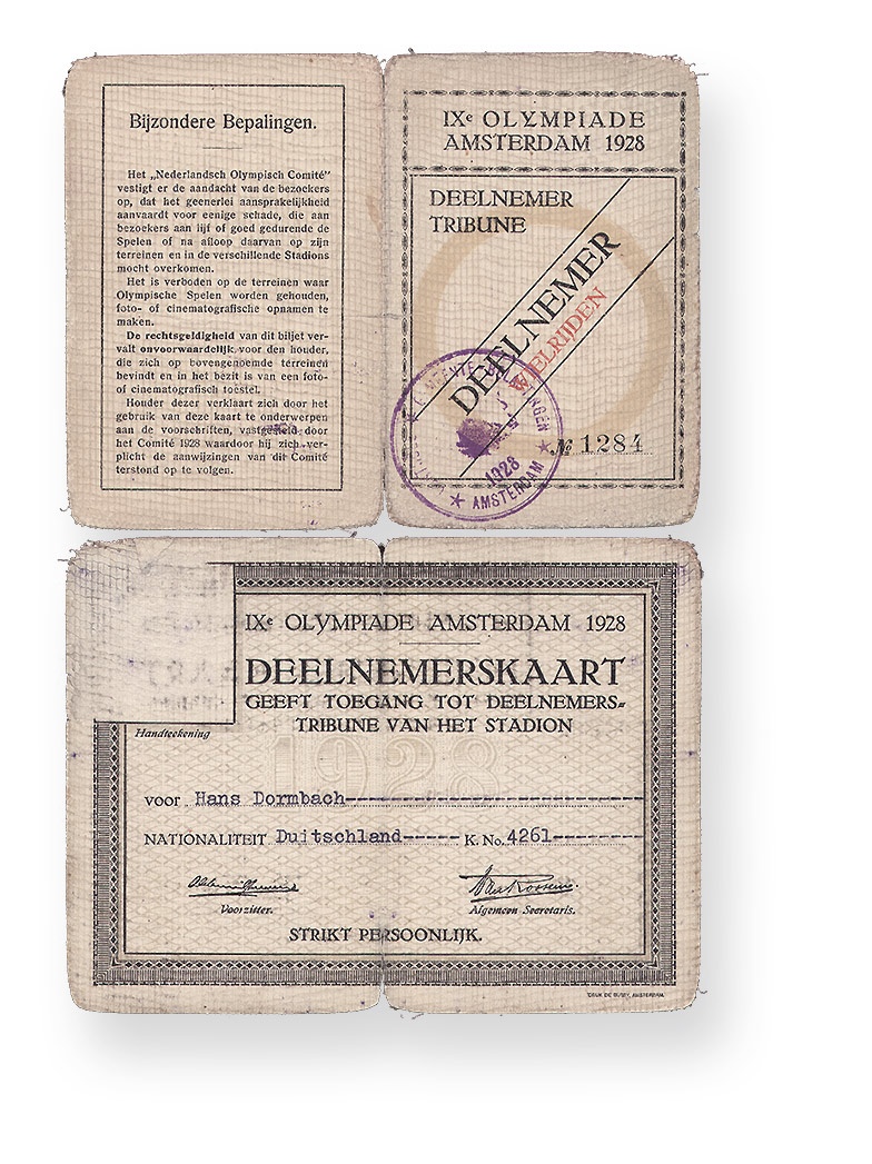 Zugangsberechtigung &quot;Deelnemer Tribune&quot; | Spiele der IX. Olympiade 1928, Amsterdam (Deutsches Sport & Olympia Museum CC BY-NC-SA)