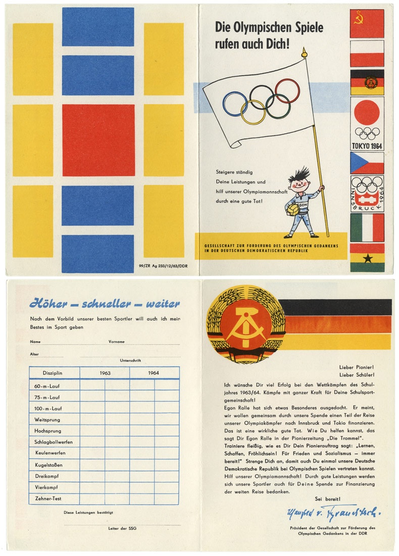 Werbeblatt der &quot;Gesellschaft zur Förderung des olympischen Gedankens in der DDR&quot; (Deutsches Sport & Olympia Museum CC BY-NC-SA)