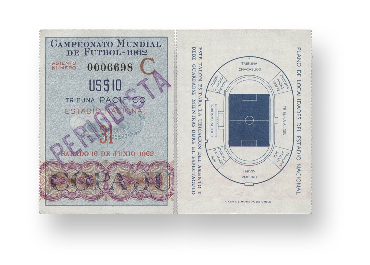 Eintrittskarte | 7. FIFA-Fussball-Weltmeisterschaft - 1962, Chile (Deutsches Sport & Olympia Museum CC BY-NC-SA)