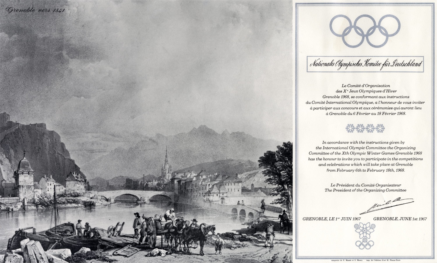 Einladung | X. Olympische Winterspiele 1968, Grenoble (Deutsches Sport & Olympia Museum CC BY-NC-SA)