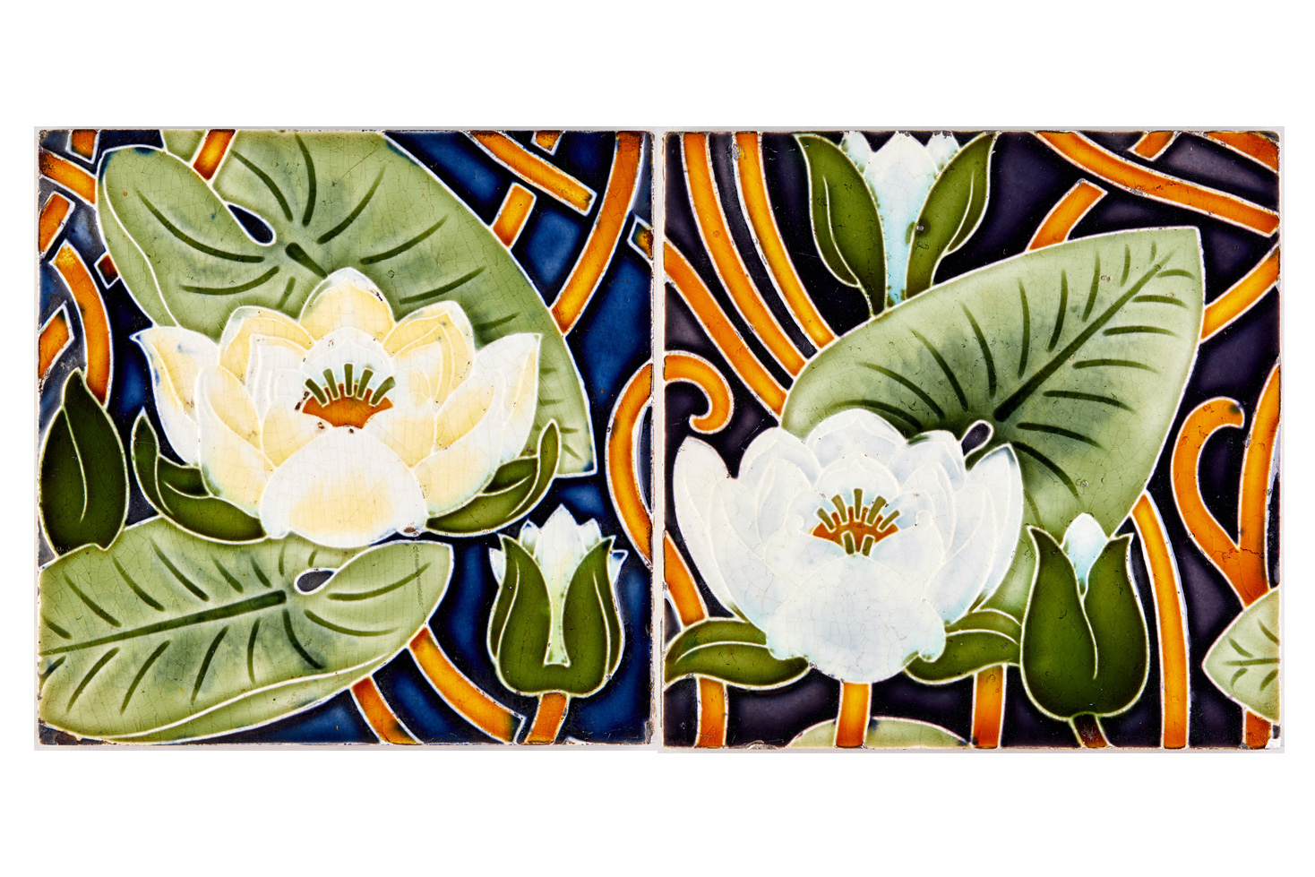 Seerosen - Blüten, Blätter, verschlungene Stengel. Unbegrenztes Ornamentbildmotiv (KreisMuseum Zons CC BY-NC-SA)