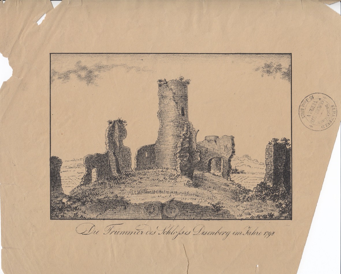 Die Trümmer des Schlosses Desenberg im Jahre 1798 ((C) Sammlung Bergischer Geschichtsverein e.V. CC BY-NC)