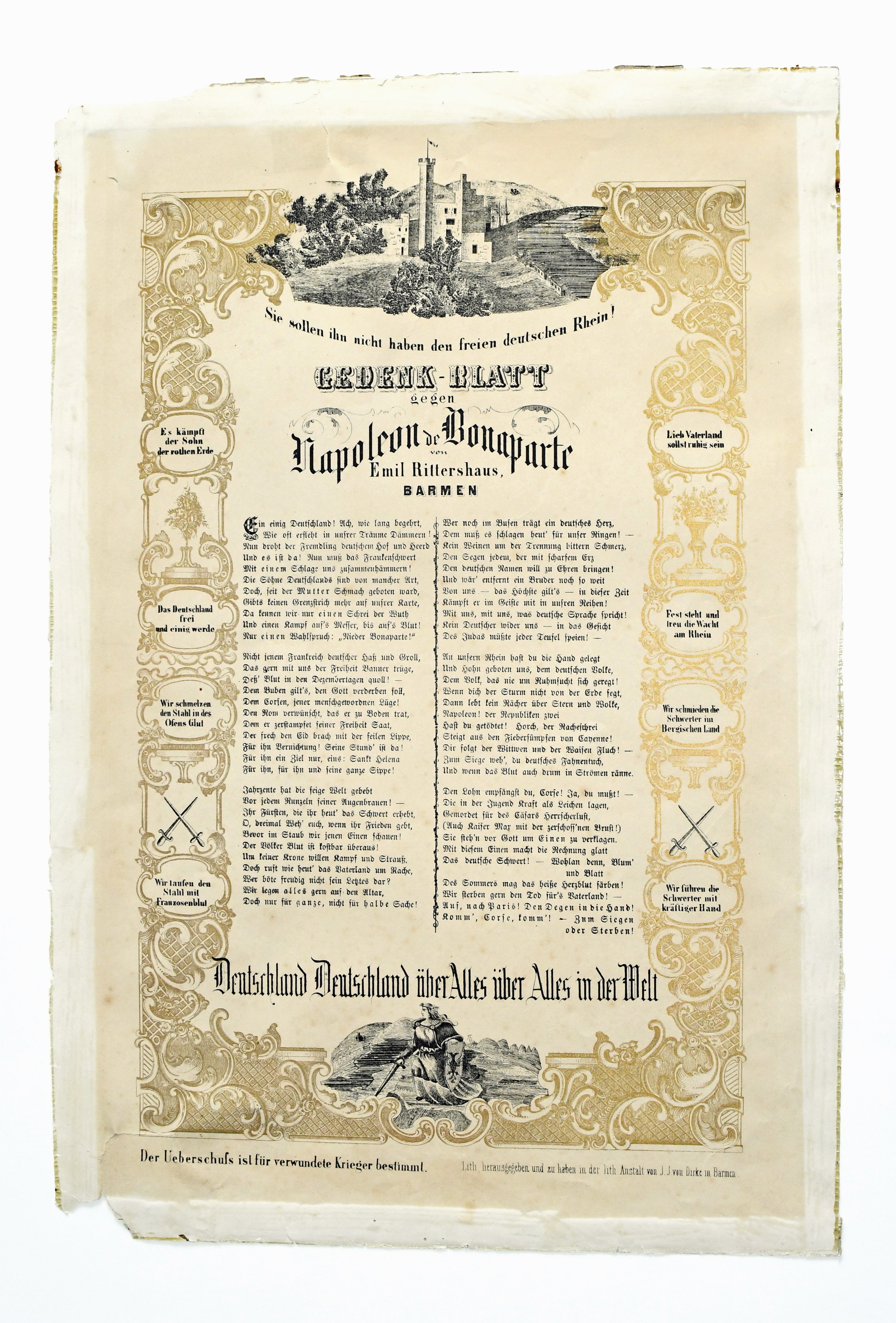 Gedenkblatt gegen Napoleon Bonaparte ((C) Sammlung Bergischer Geschichtsverein e.V. CC BY-NC)