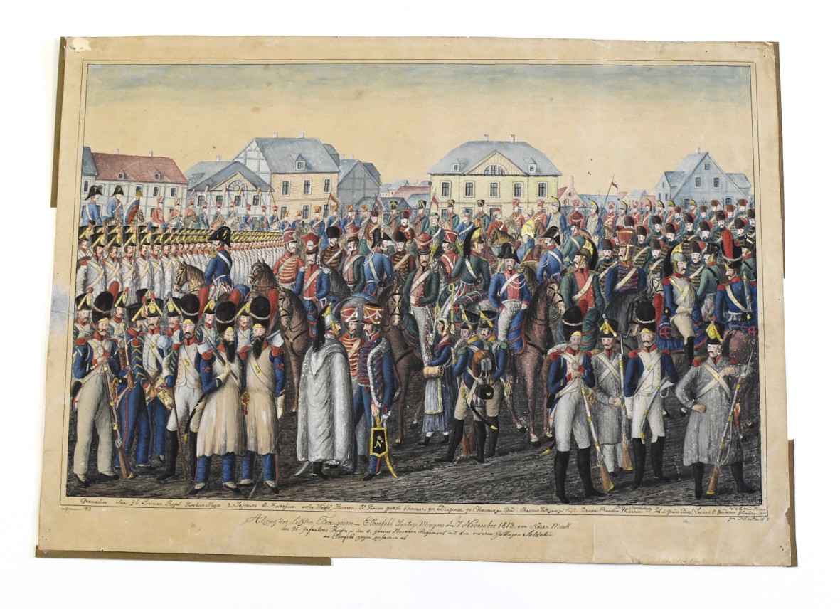 Abzug der letzten Franzosen in Elberfeld sonntags morgens den 7. November 1813 vom Neuen Markt ((C) Sammlung Bergischer Geschichtsverein e.V. CC BY-NC)