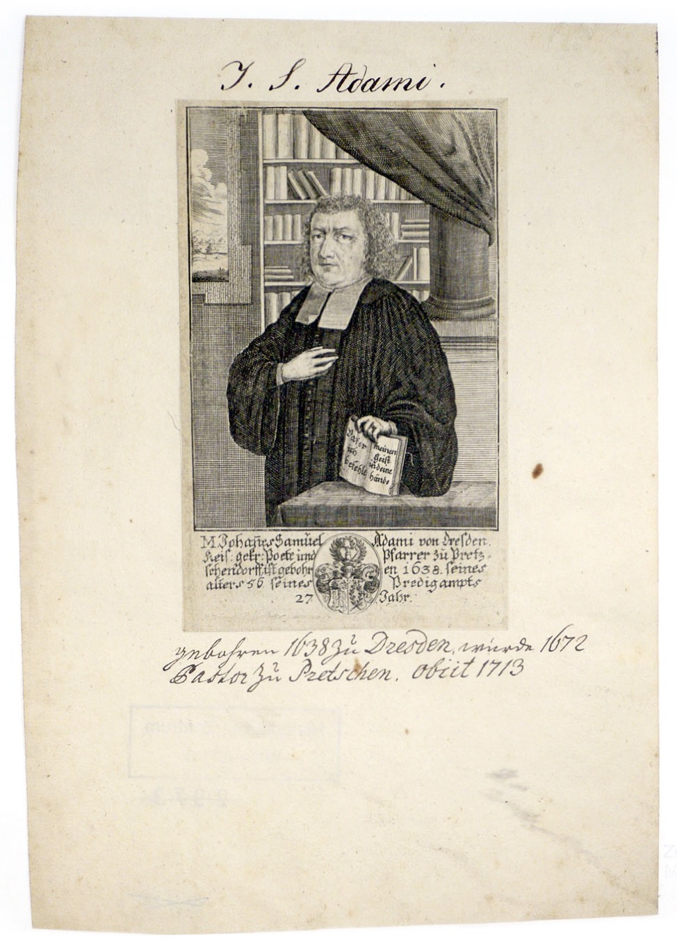 M. Johanes Samuel Adami von Dresden ((C) Sammlung Bergischer Geschichtsverein e.V. CC BY-NC)