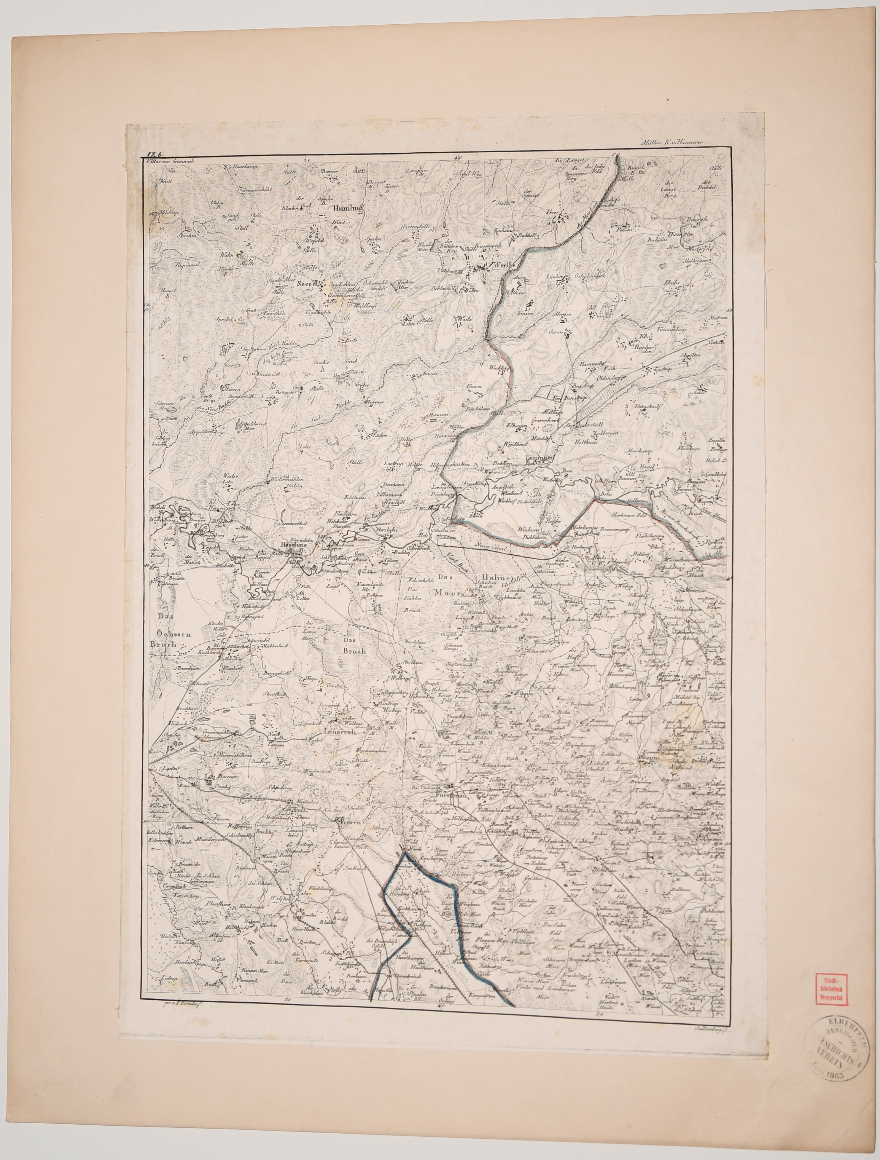 Karte "Das Hahnenmoor" und Umgebung ((C) Sammlung Bergischer Geschichtsverein e.V. CC BY-NC)