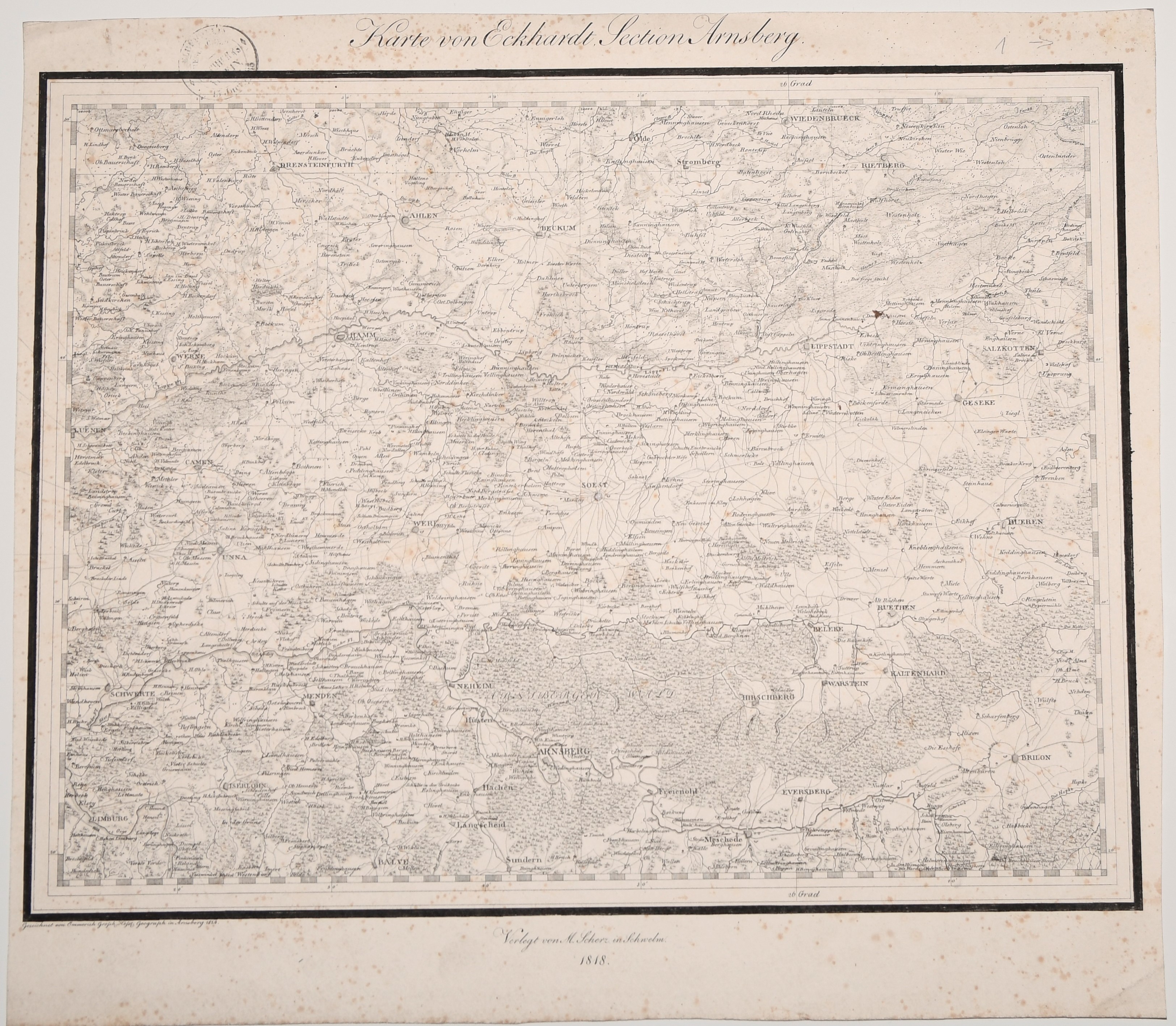 Karte von Eckhardt. Section Arnsberg ((C) Sammlung Bergischer Geschichtsverein e.V. CC BY-NC)