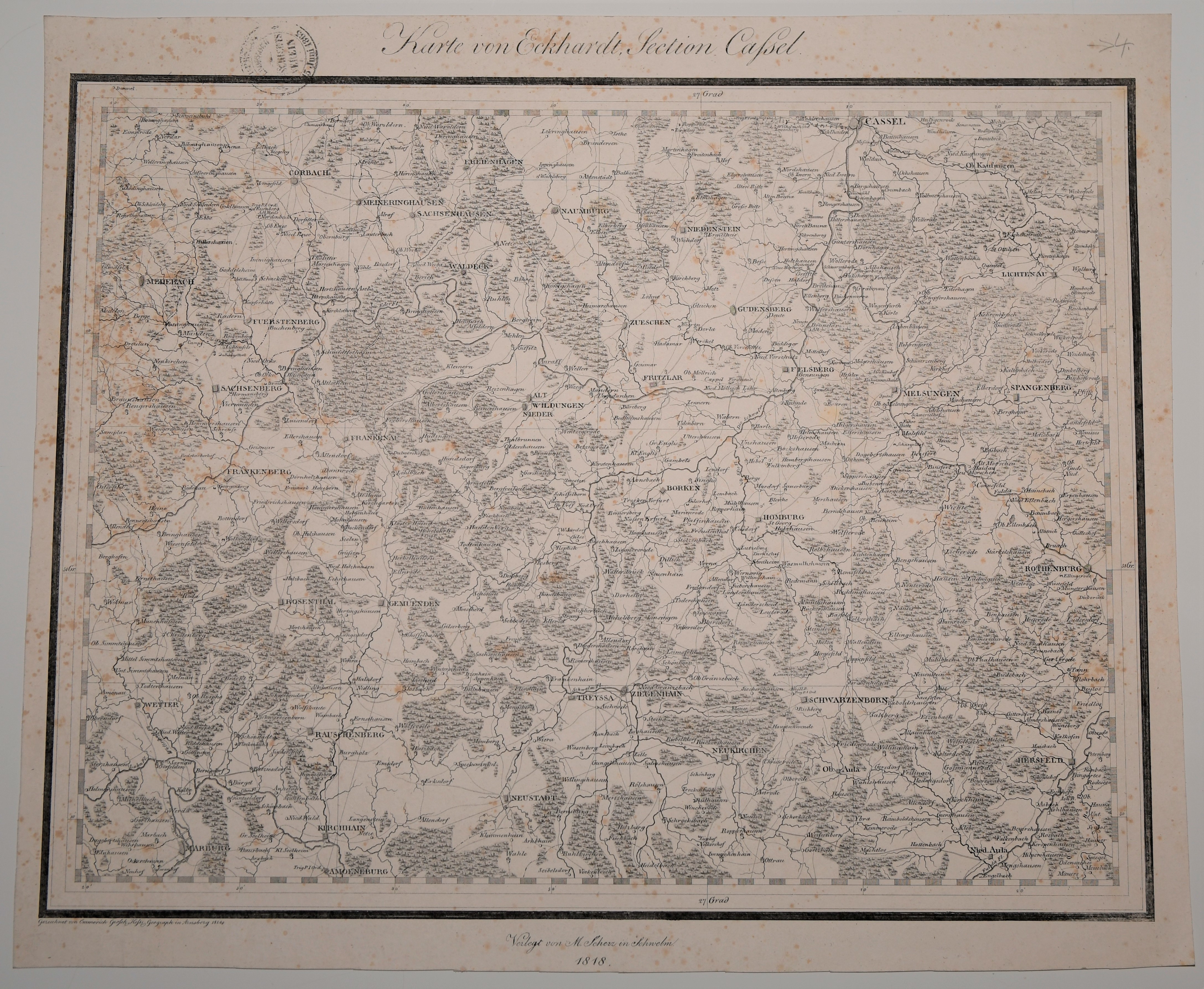 Karte von Eckhardt. Section Cassel ((C) Sammlung Bergischer Geschichtsverein e.V. CC BY-NC)