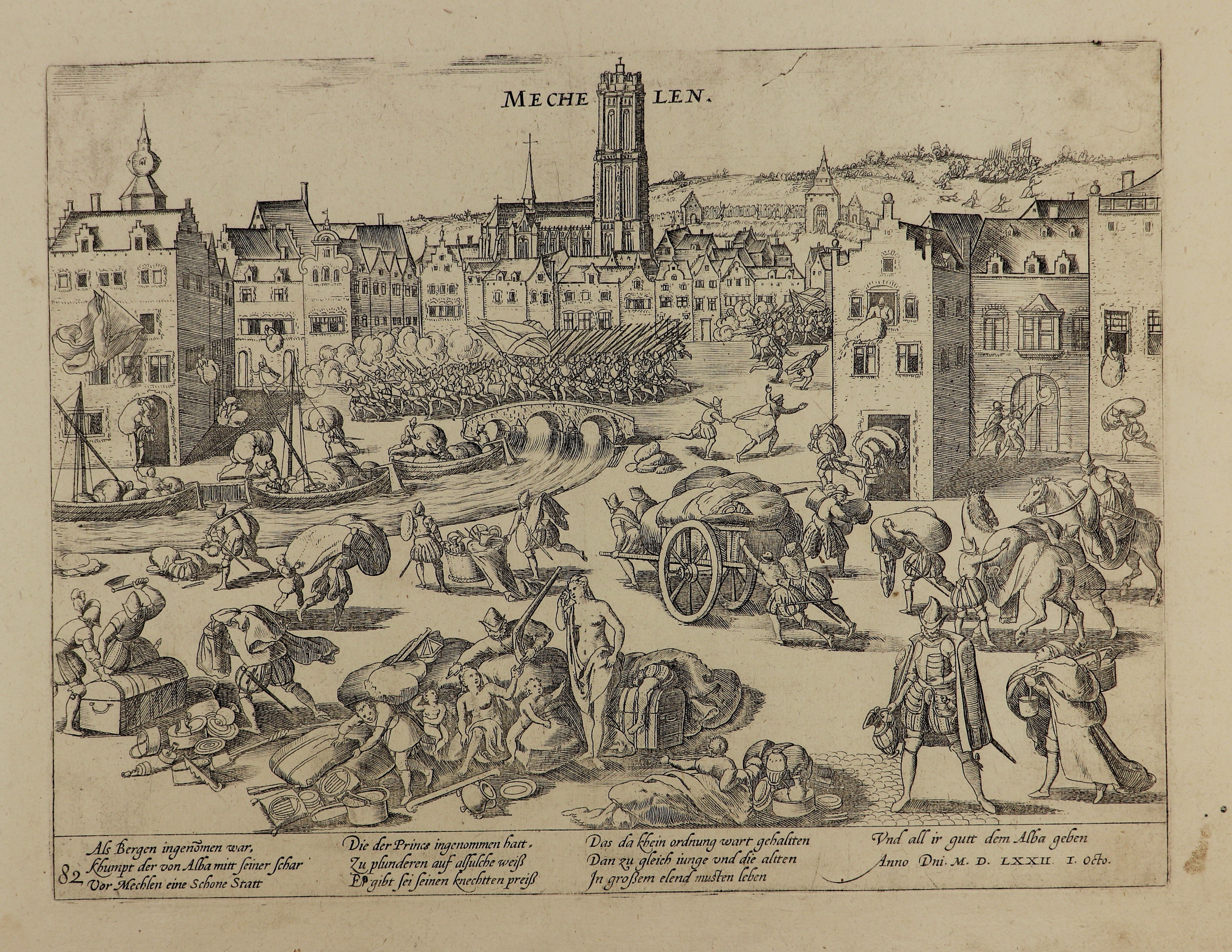 Mecheln wird durch die Spanier geplündert, 1. Oktober 1572 (Hogenberg) (Städtisches Museum Schloss Rheydt CC BY)